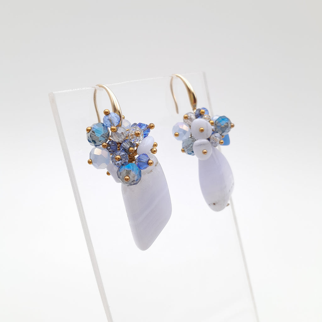 Gemstone Drop Earrings - Blue Lace Agate