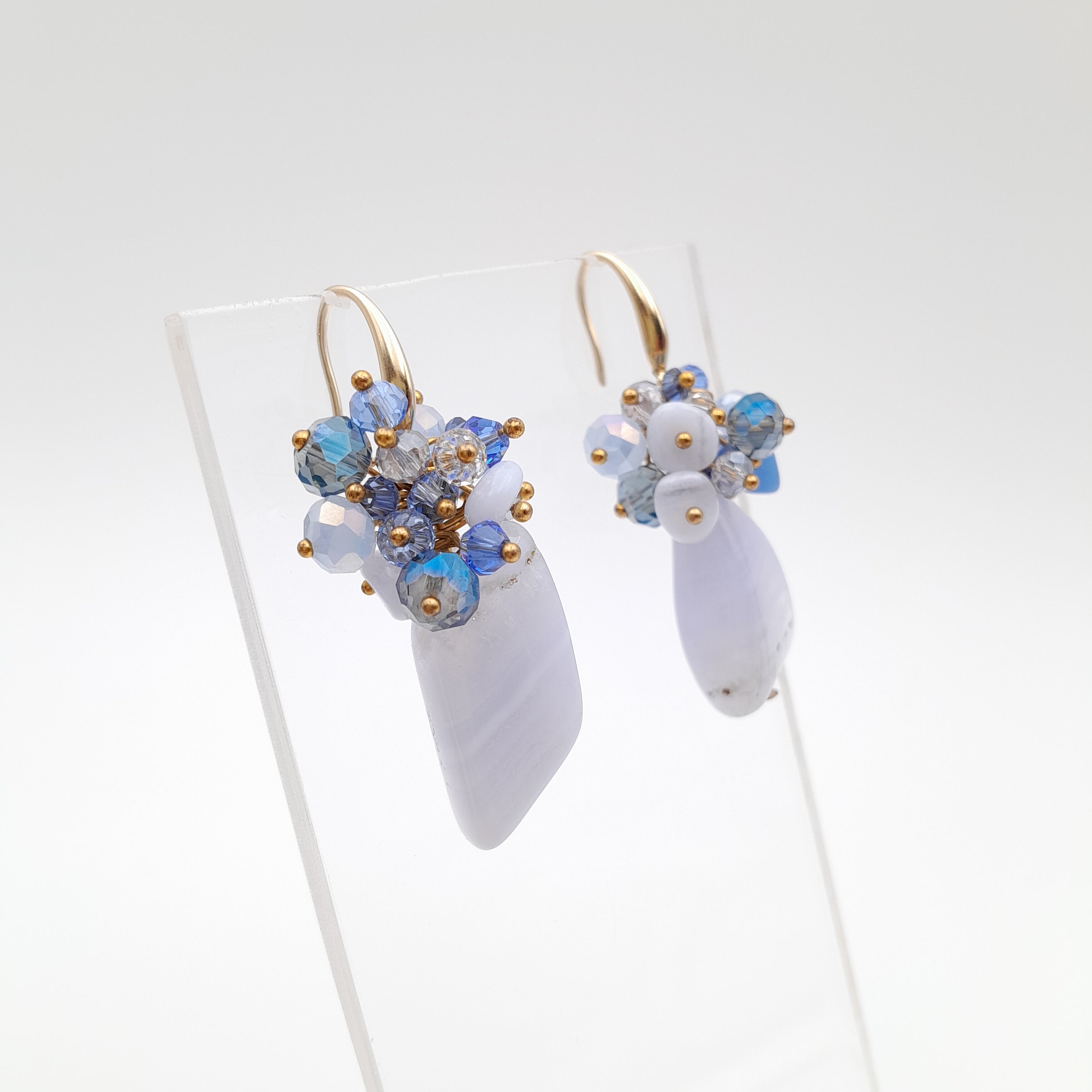 Gemstone Drop Earrings - Blue Lace Agate