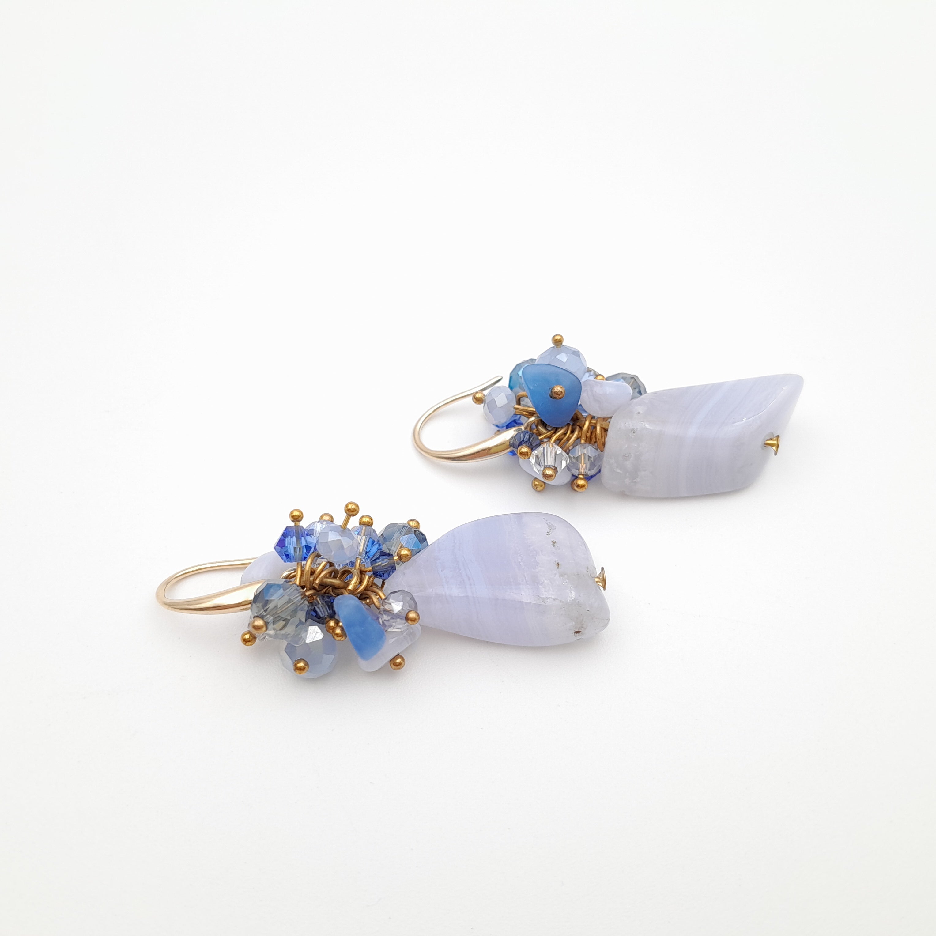 Gemstone Drop Earrings - Blue Lace Agate