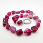 Pebble Necklace - Hot Pink Agate