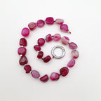 Pebble Necklace - Hot Pink Agate