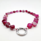 Pebble Necklace - Hot Pink Agate