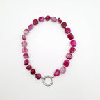 Pebble Necklace - Hot Pink Agate