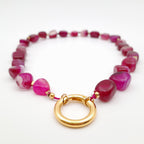 Pebble Necklace - Hot Pink Agate