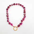 Pebble Necklace - Hot Pink Agate
