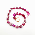 Pebble Necklace - Hot Pink Agate