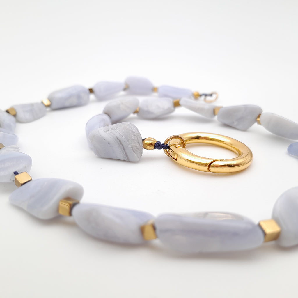 Pebble Necklace - Blue Lace Agate