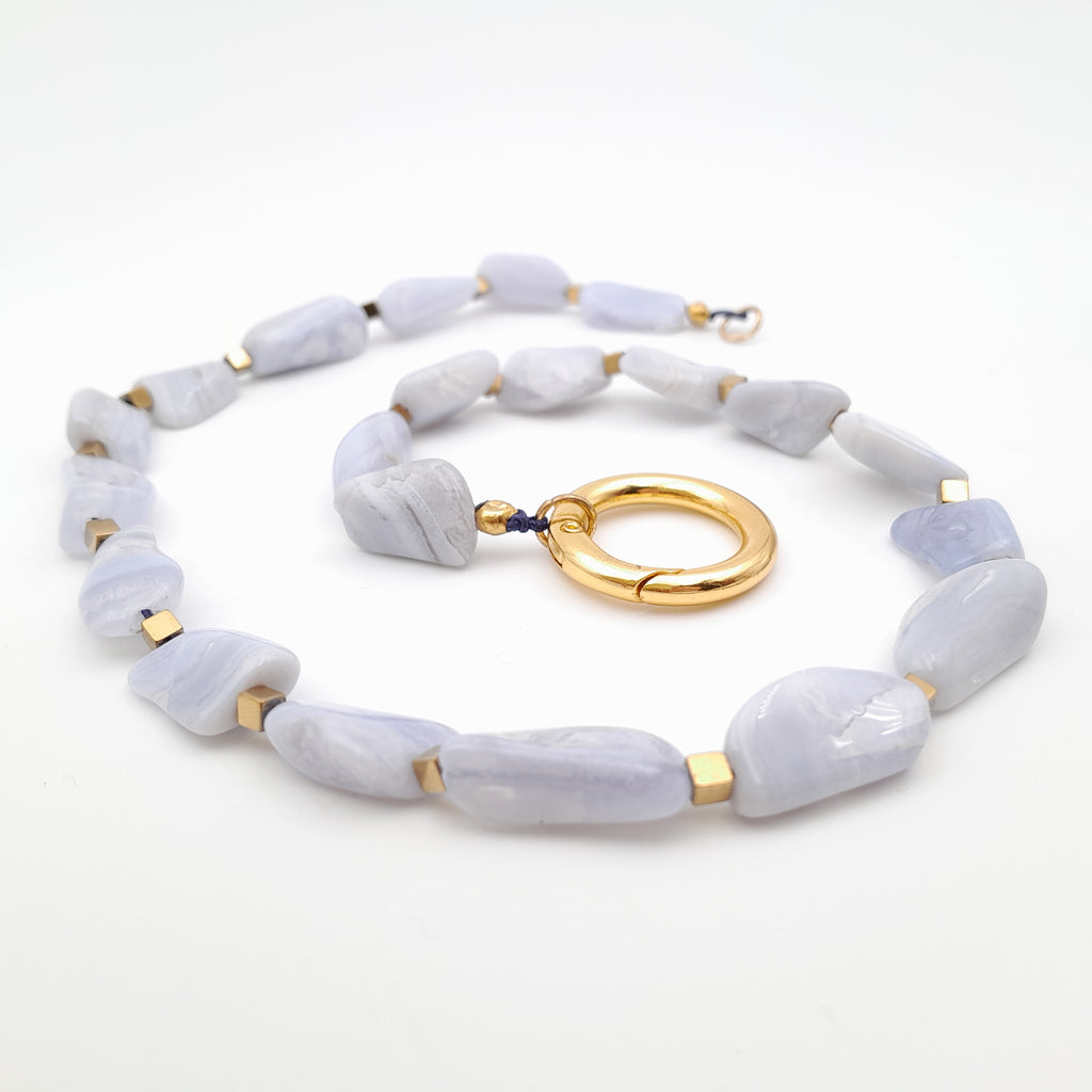 Pebble Necklace - Blue Lace Agate