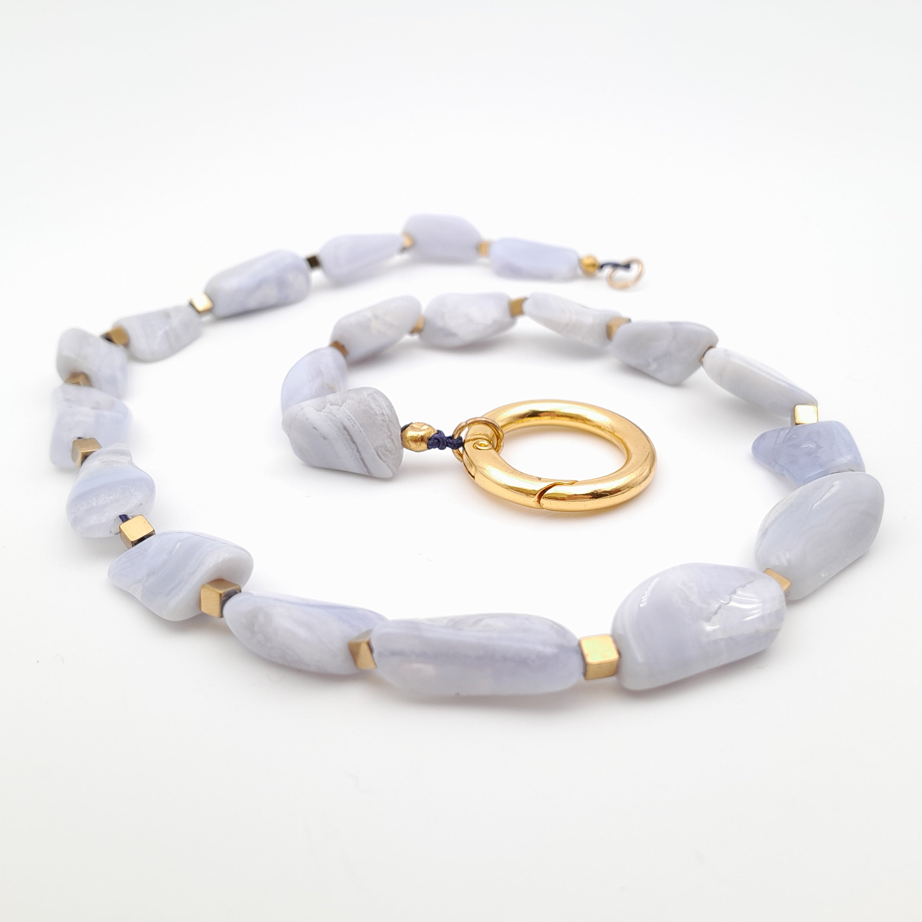 Pebble Necklace - Blue Lace Agate