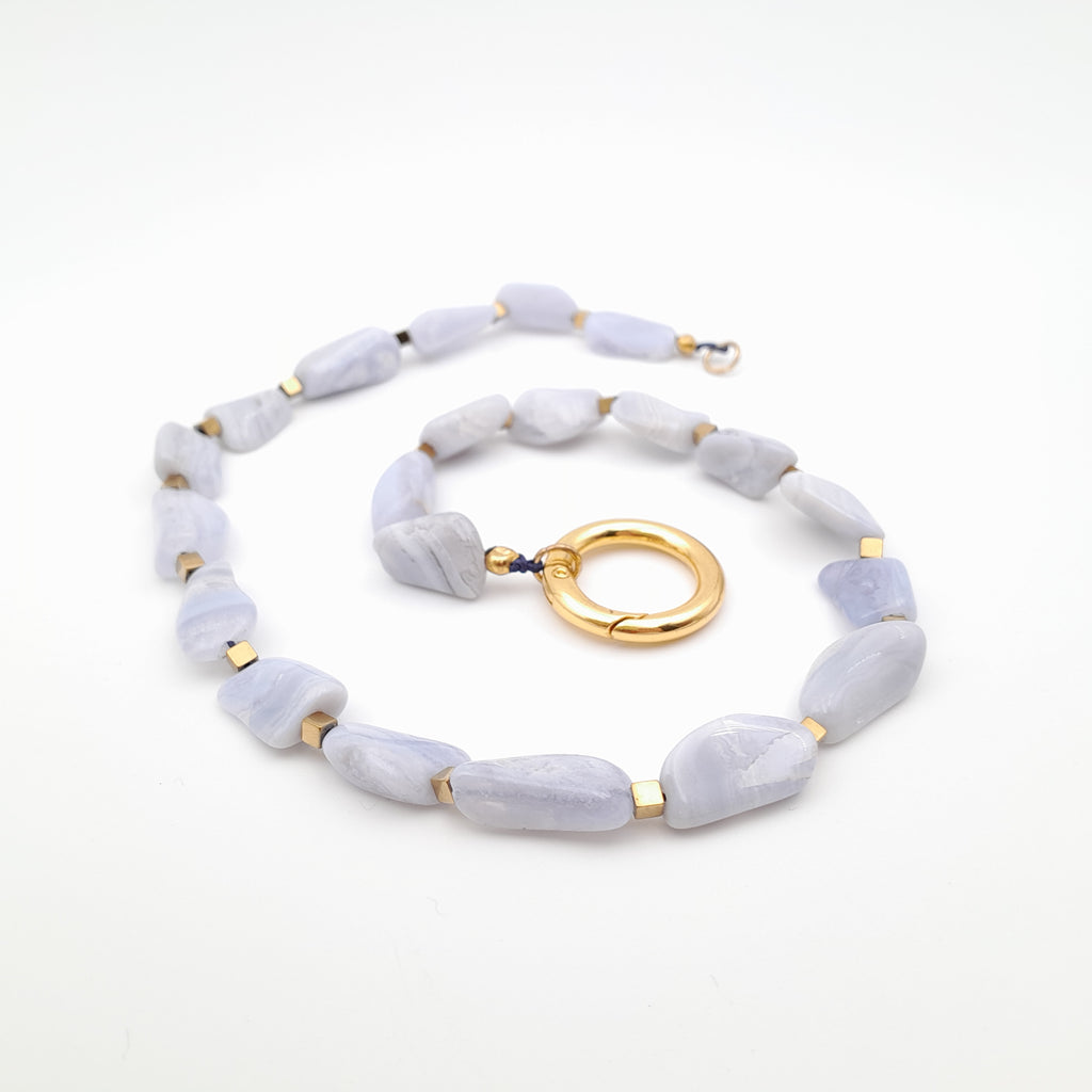 Pebble Necklace - Blue Lace Agate