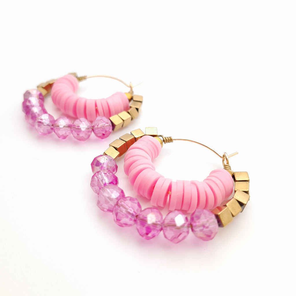 Crescent Hoops - Candy Pink
