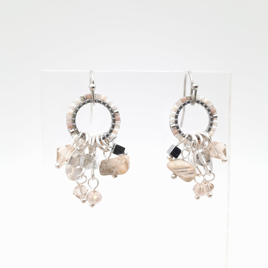 Mini Miyuki Charm Earrings - Stone