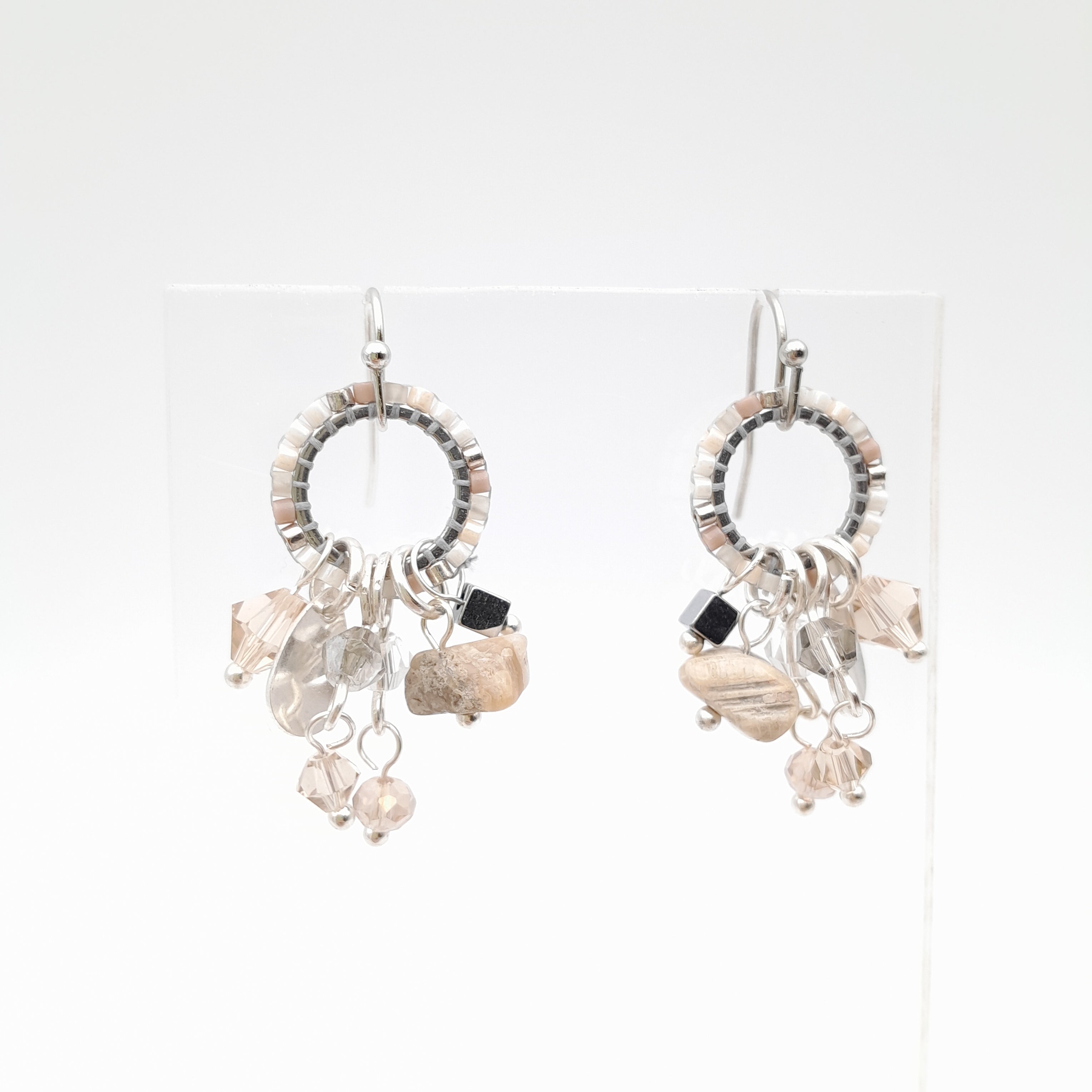 Mini Miyuki Charm Earrings - Stone