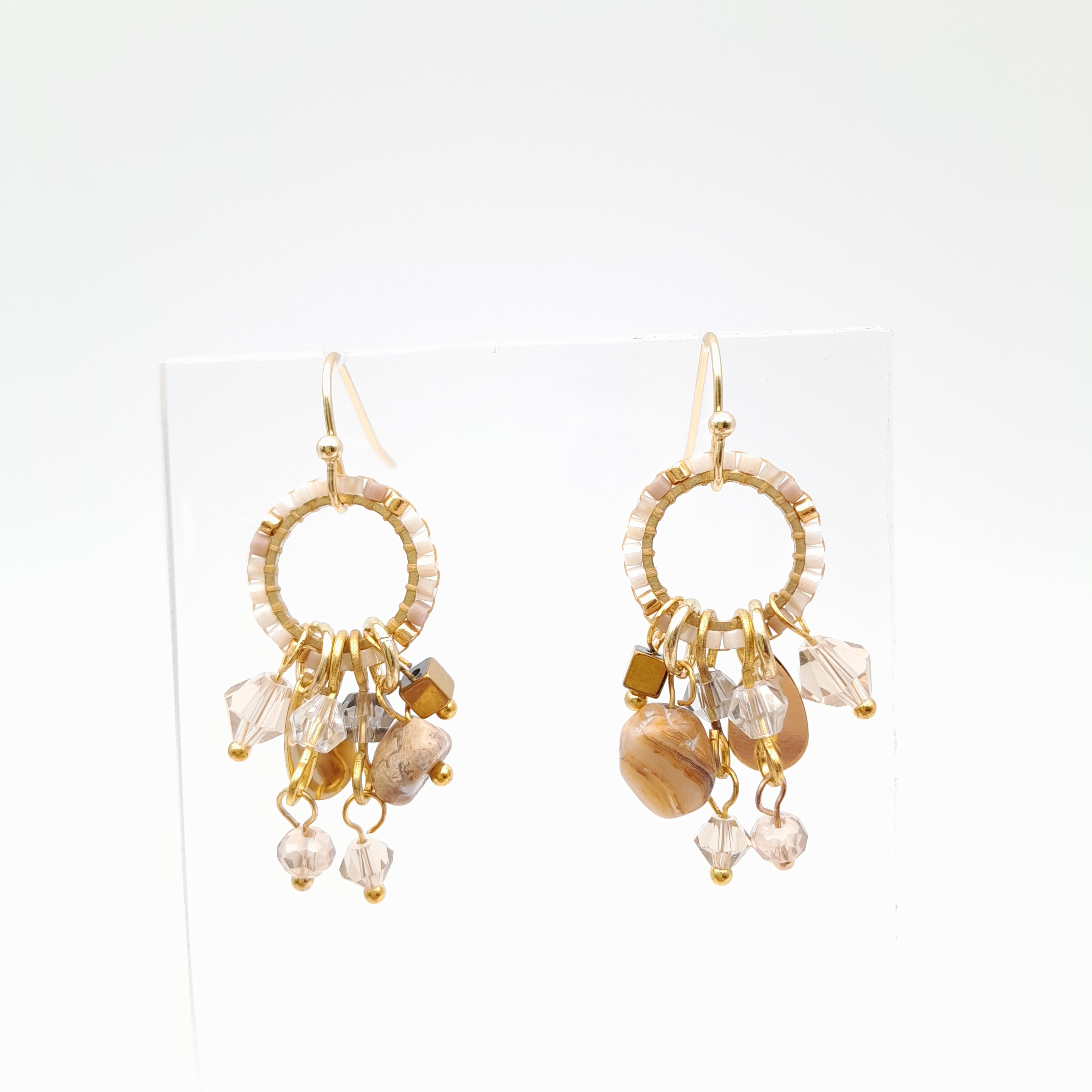 Mini Miyuki Charm Earrings - Stone