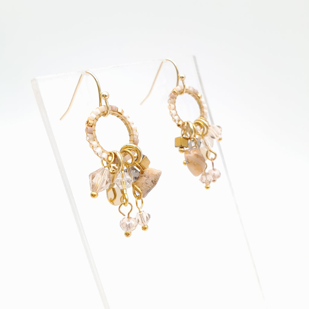 Mini Miyuki Charm Earrings - Stone