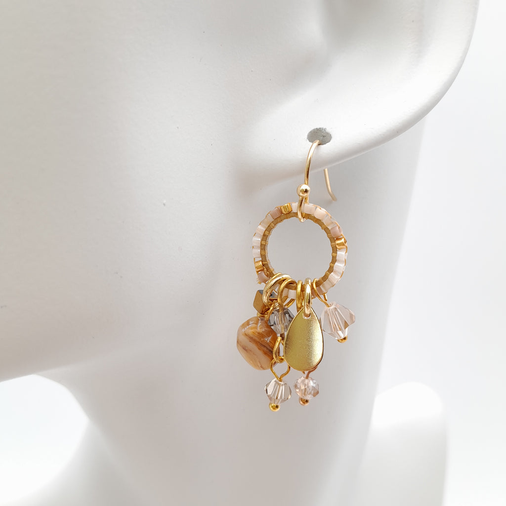 Mini Miyuki Charm Earrings - Stone