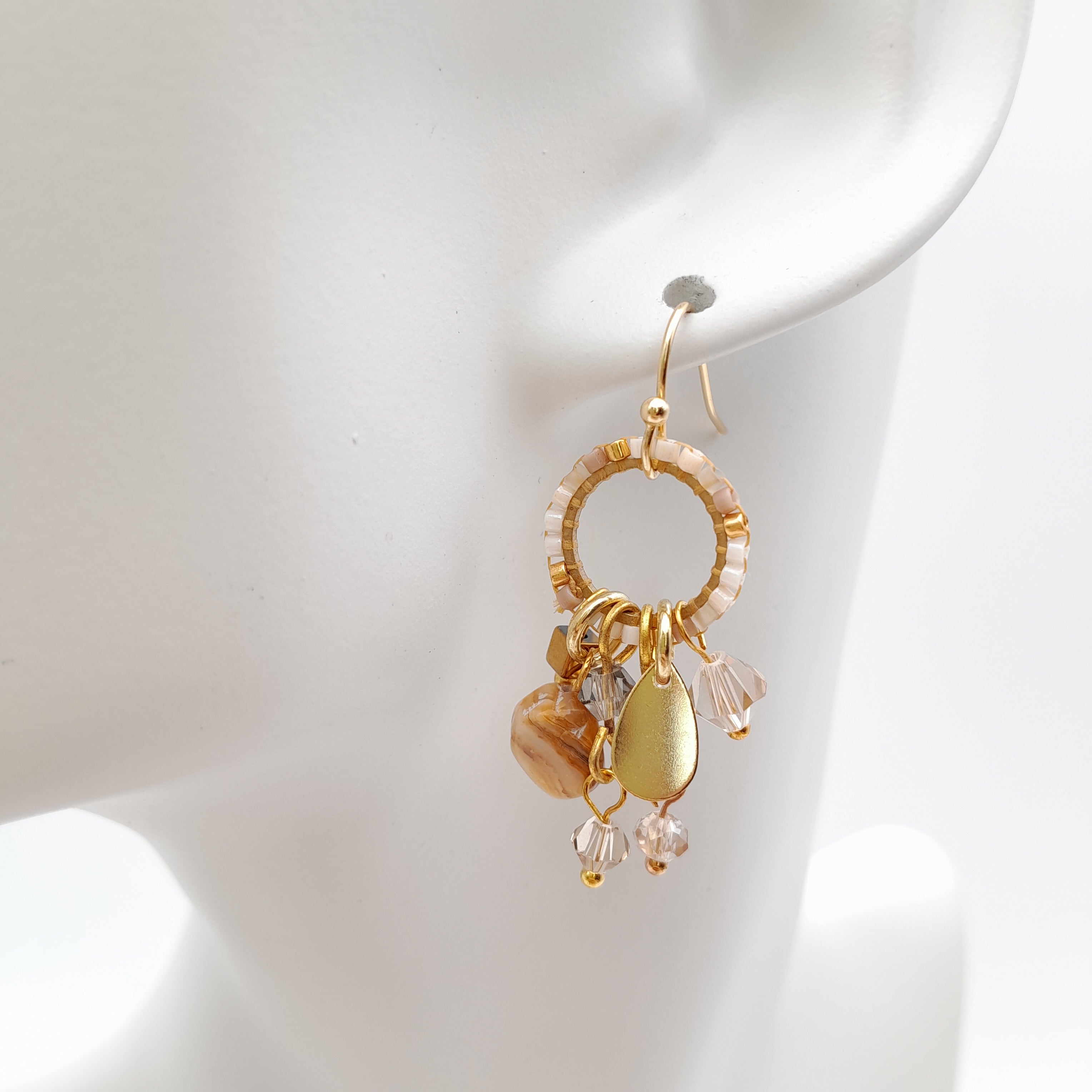 Mini Miyuki Charm Earrings - Stone