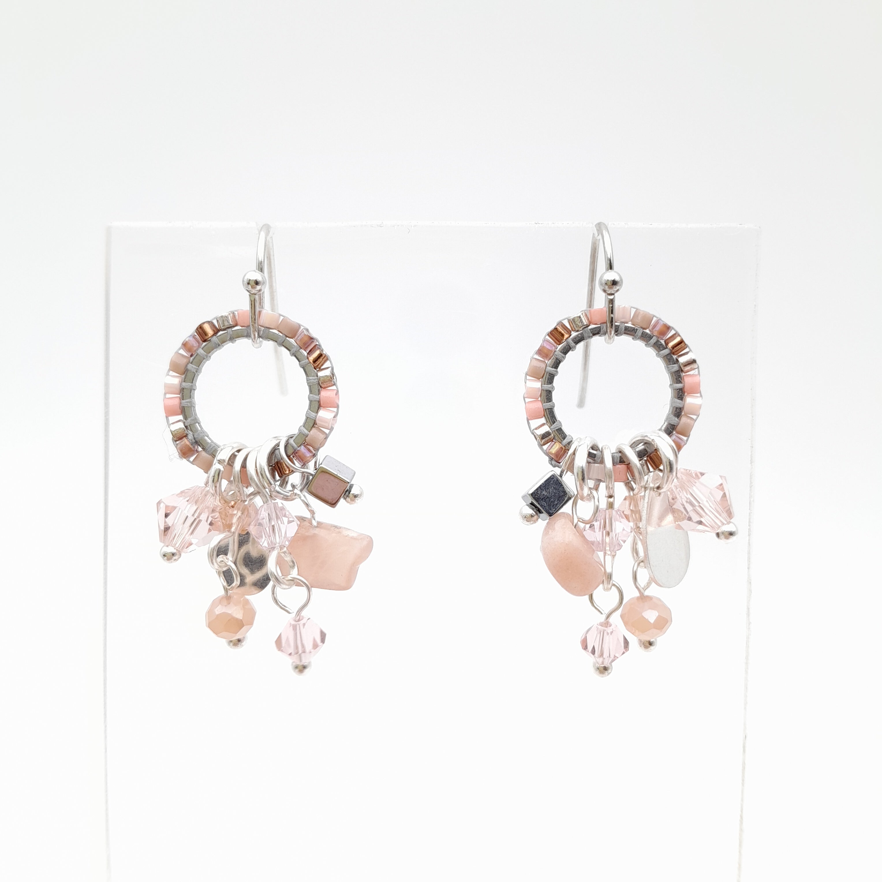Mini Miyuki Charm Earrings - Salmon
