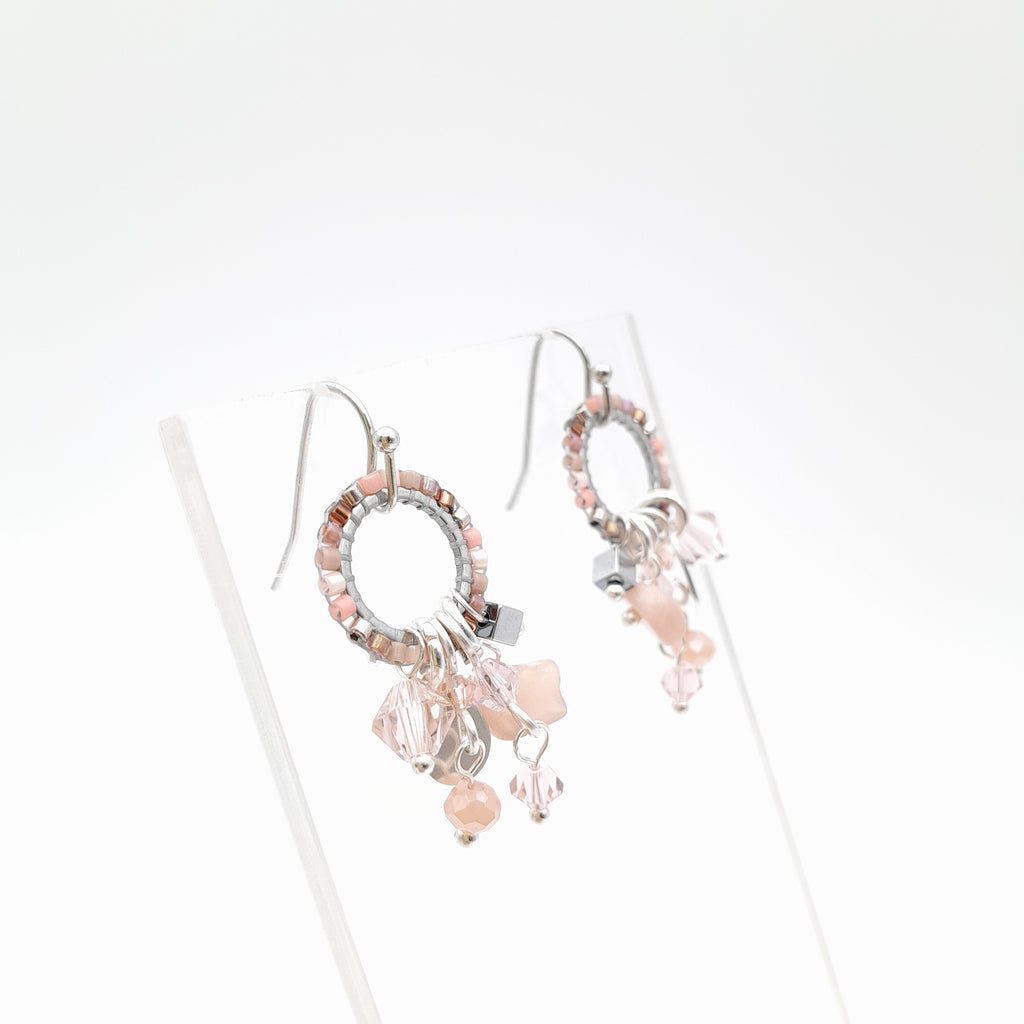 Mini Miyuki Charm Earrings - Salmon