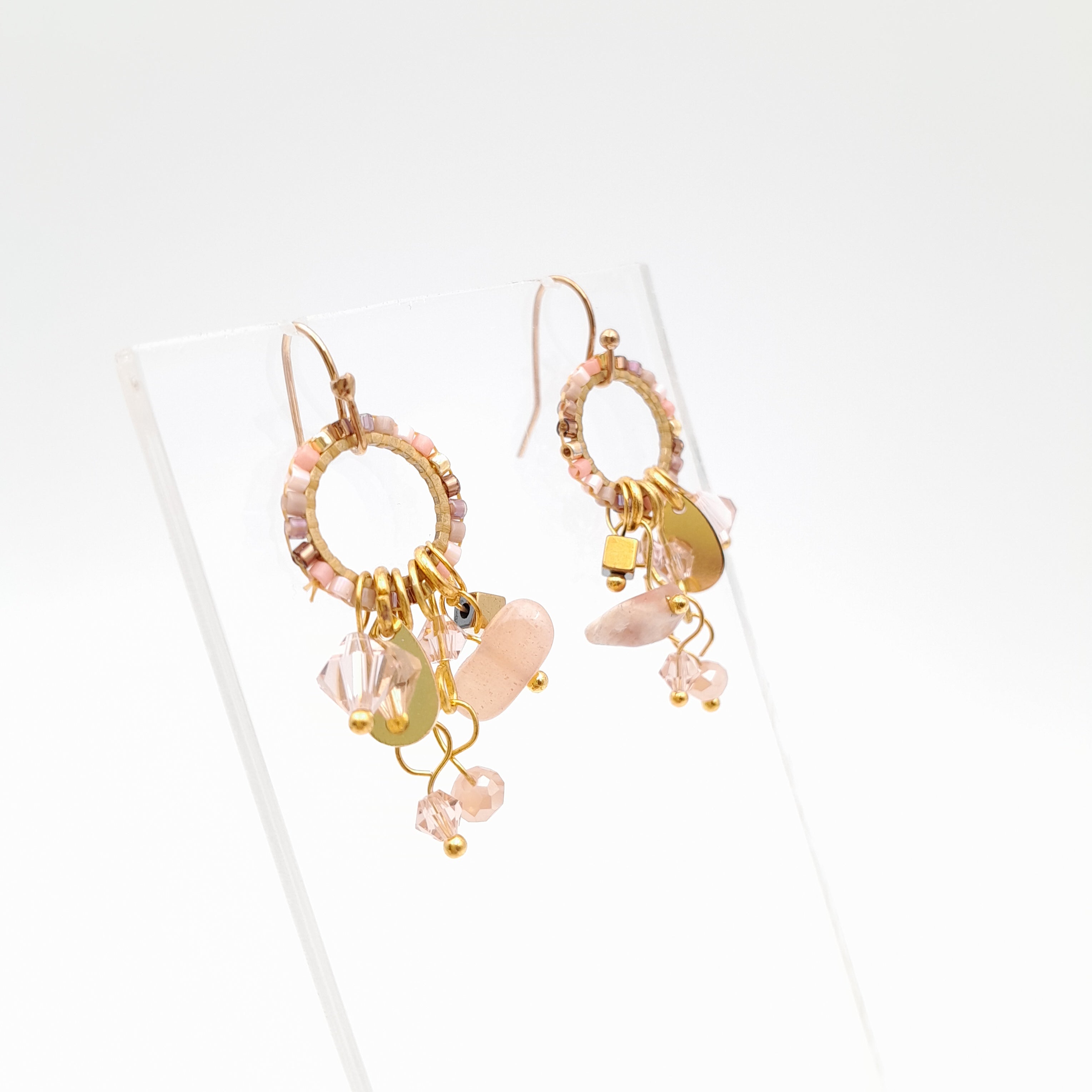 Mini Miyuki Charm Earrings - Salmon