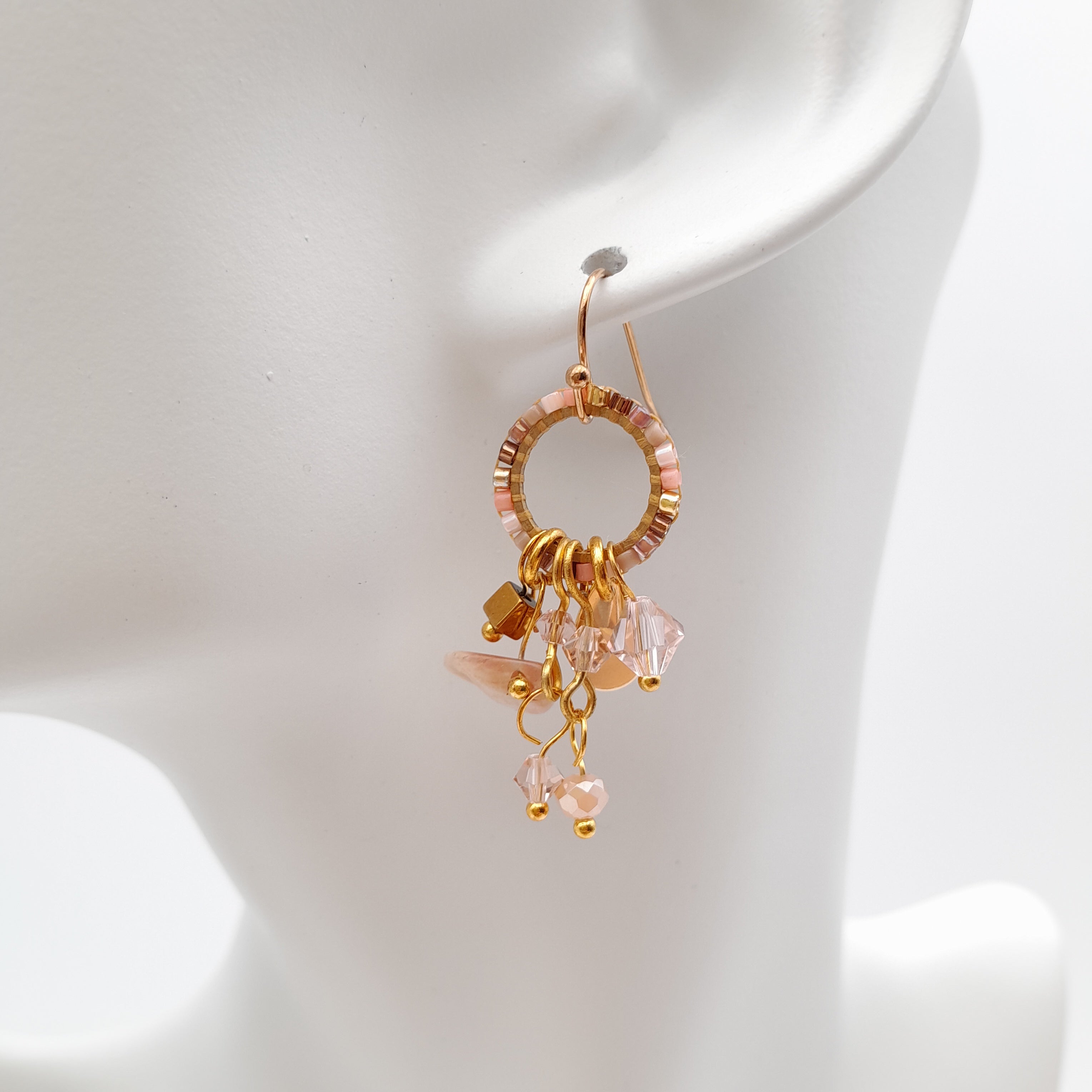 Mini Miyuki Charm Earrings - Salmon
