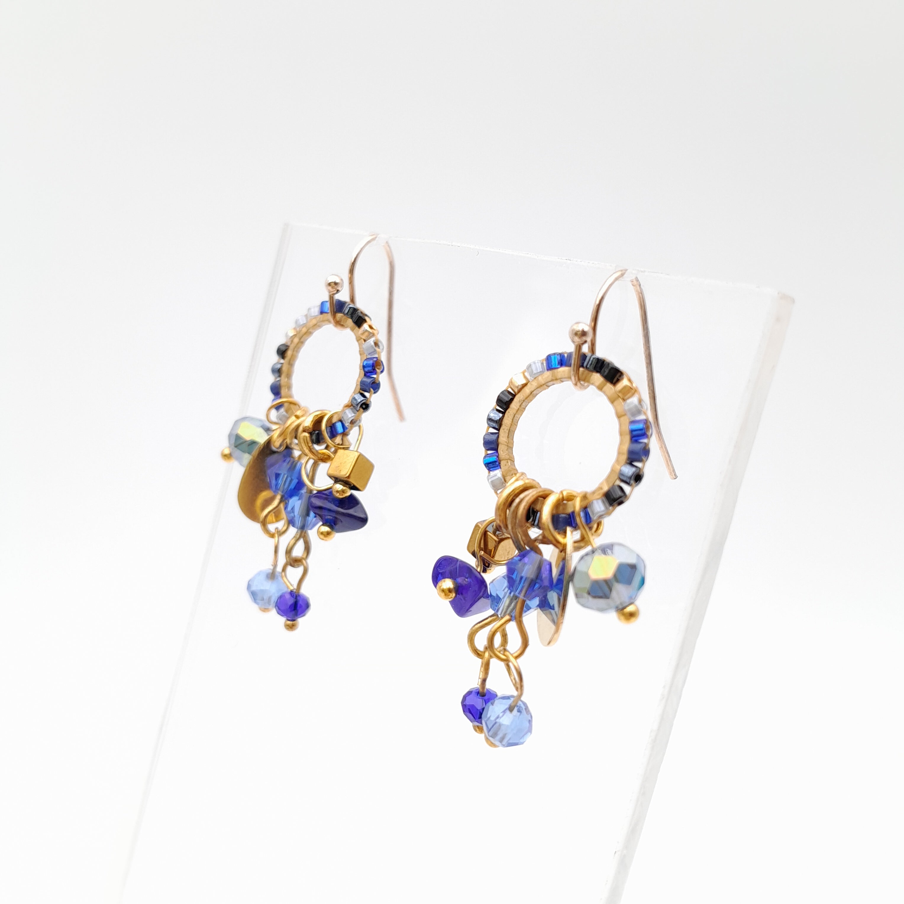 Mini Miyuki Charm Earrings - Navy