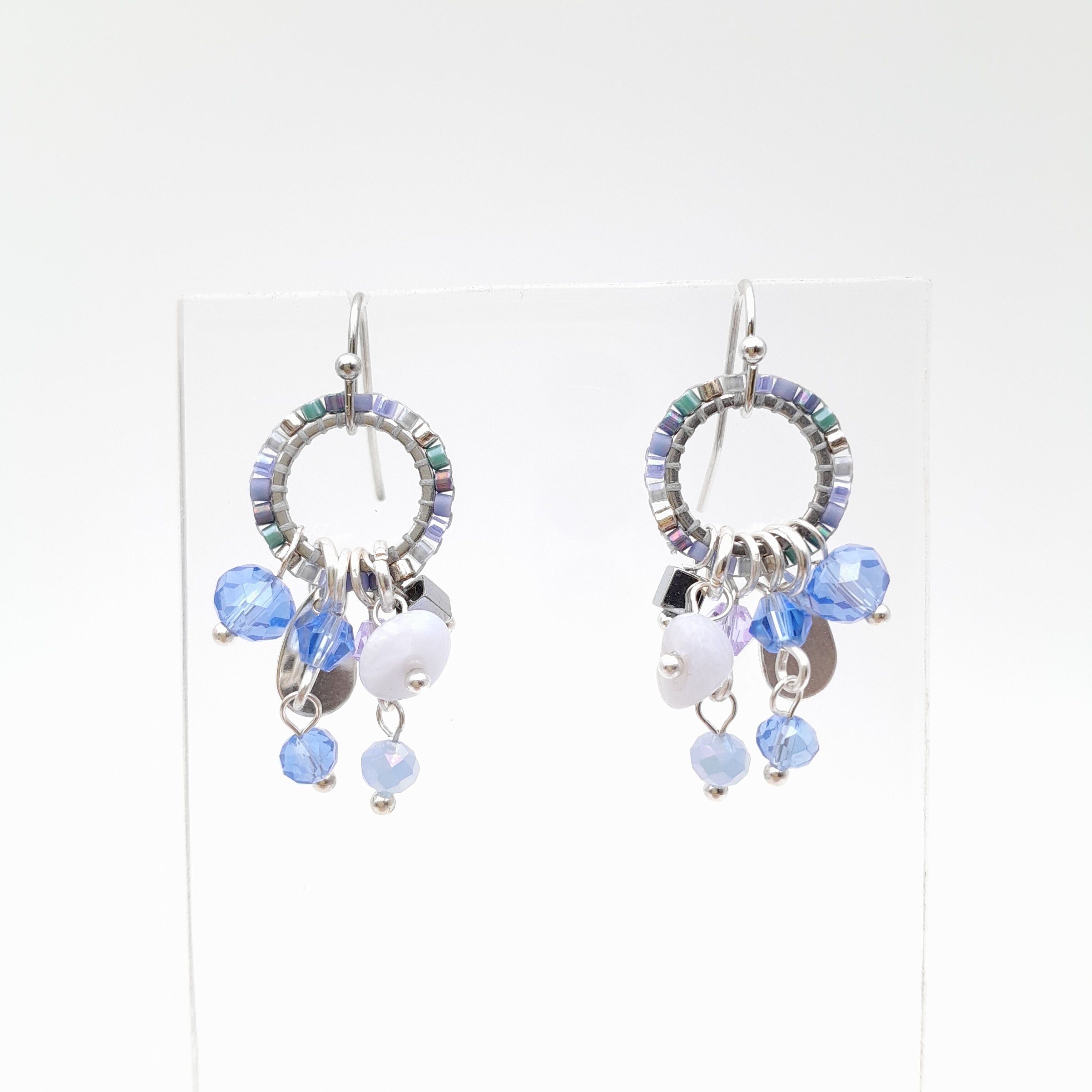 Mini Miyuki Charm Earrings - Lavender