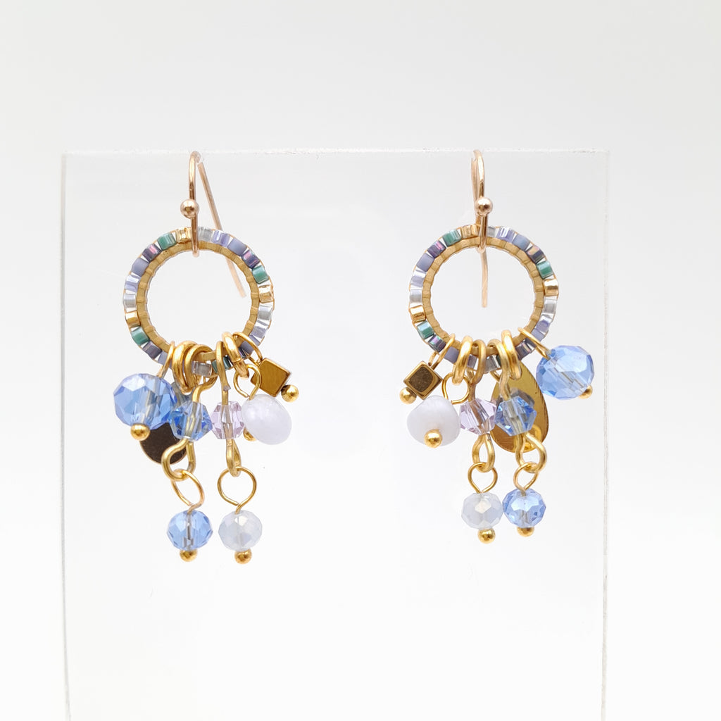 Mini Miyuki Charm Earrings - Lavender