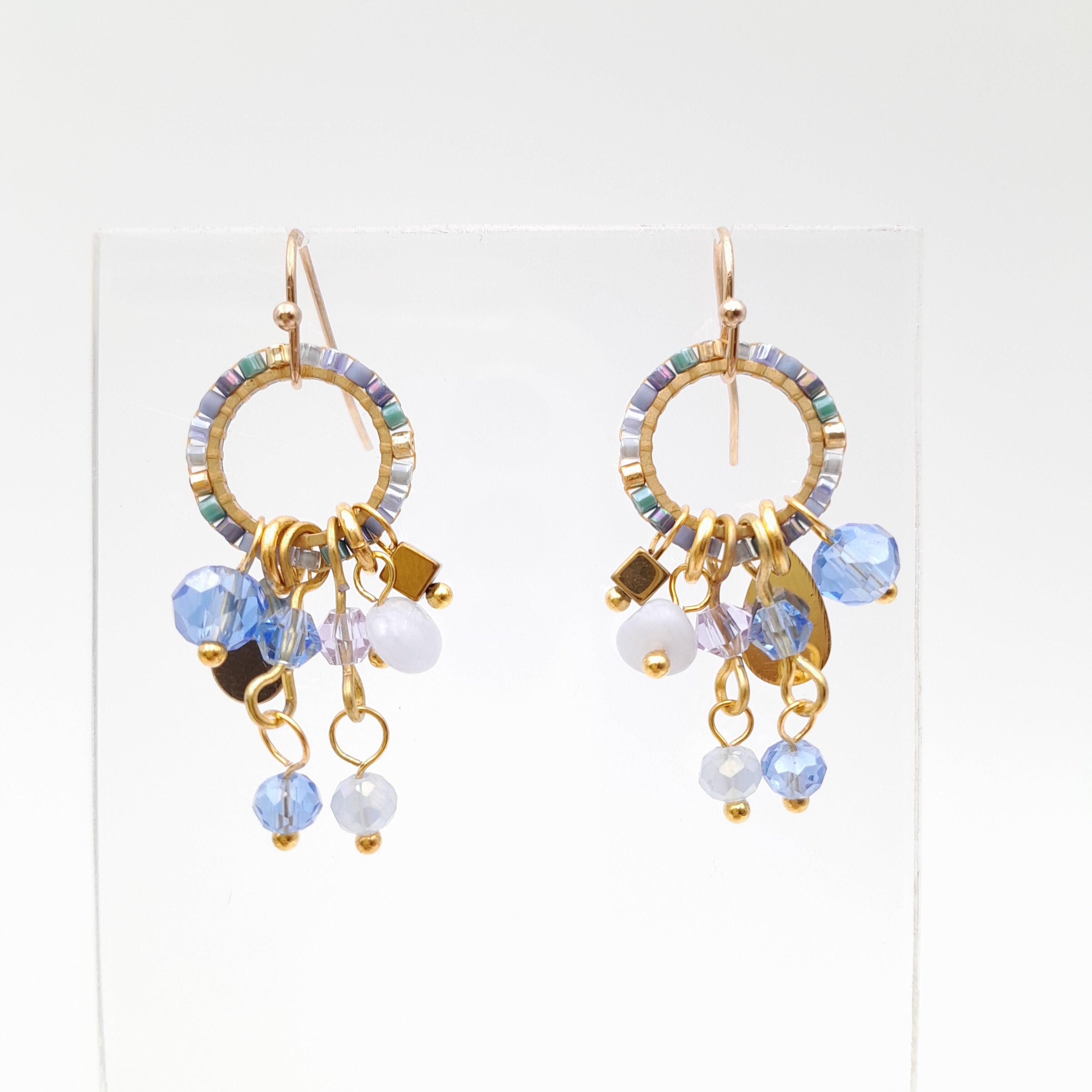 Mini Miyuki Charm Earrings - Lavender