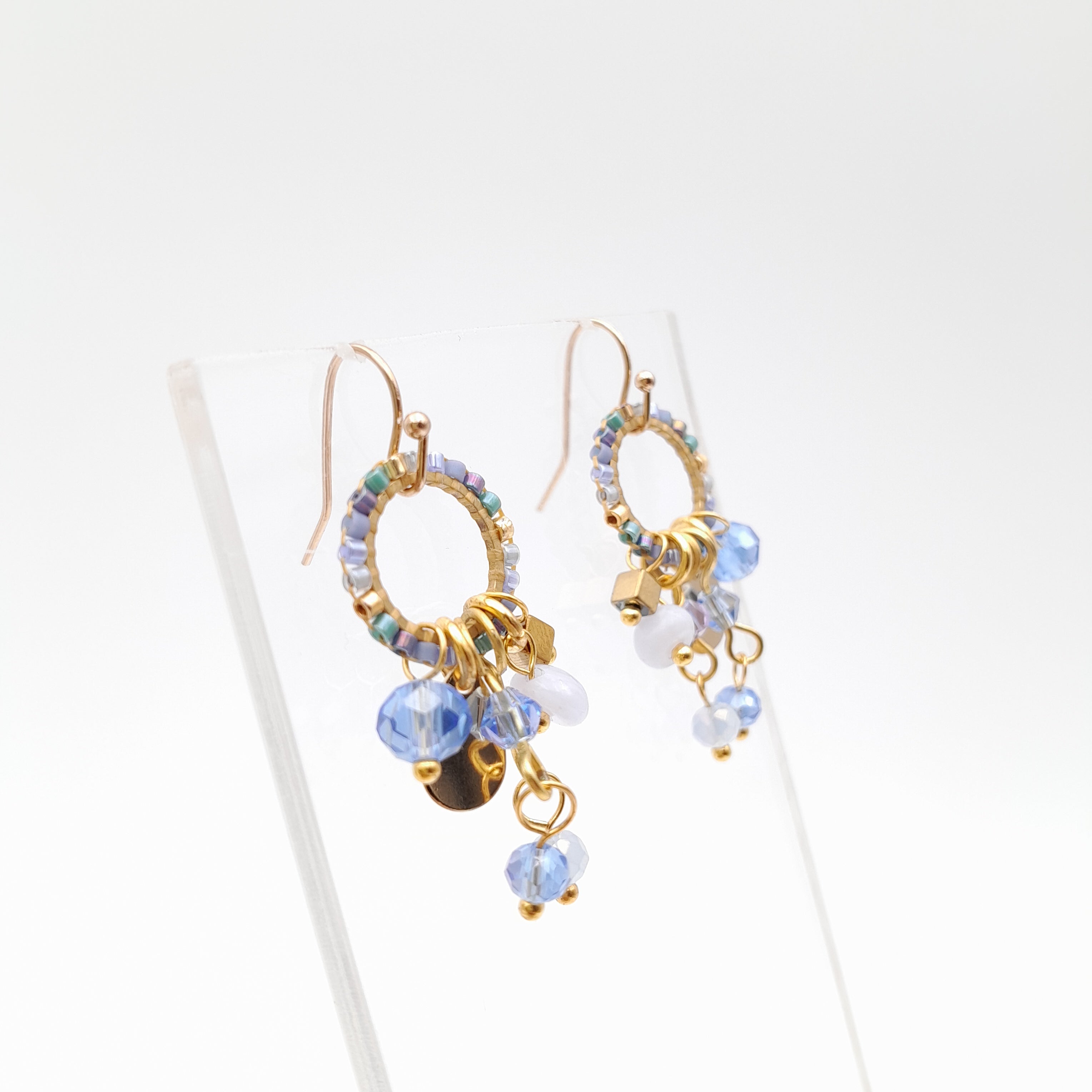 Mini Miyuki Charm Earrings - Lavender