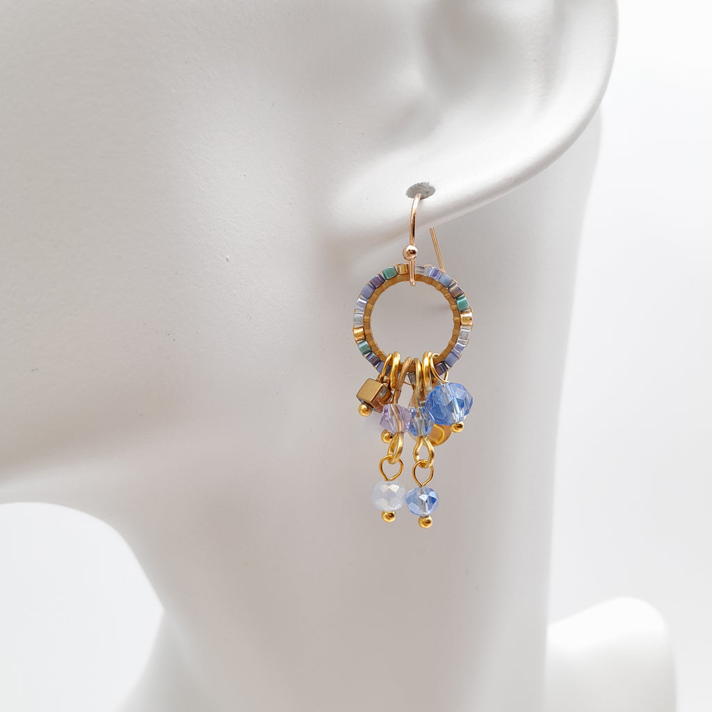 Mini Miyuki Charm Earrings - Lavender
