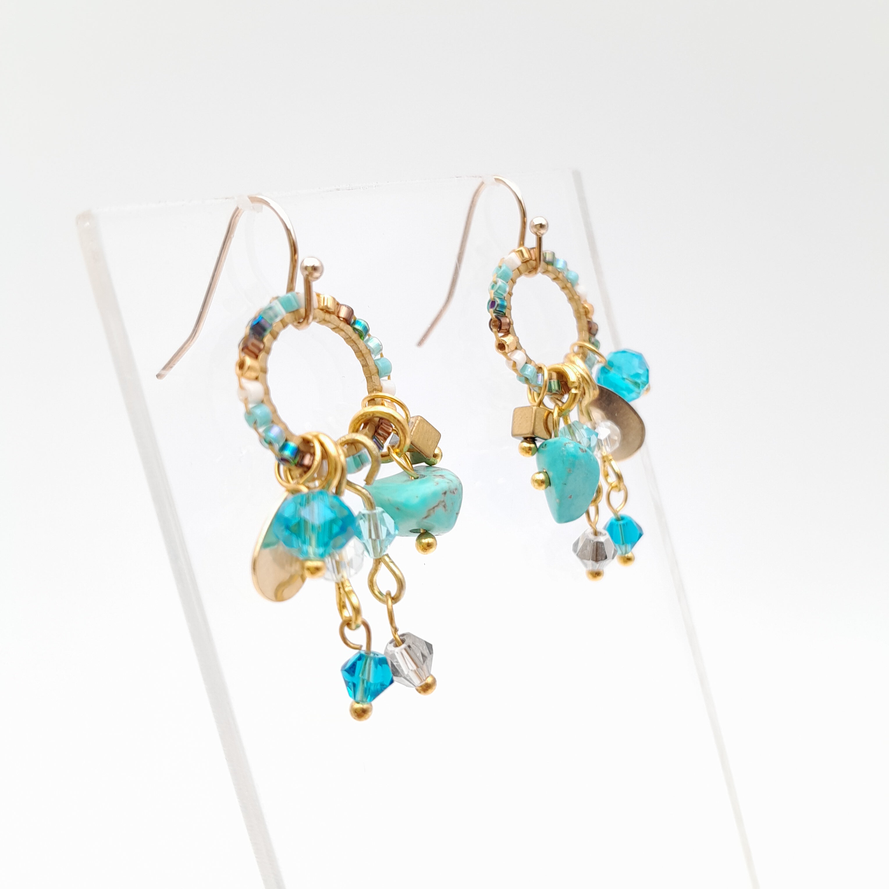 Mini Miyuki Charm Earrings - Turquoise