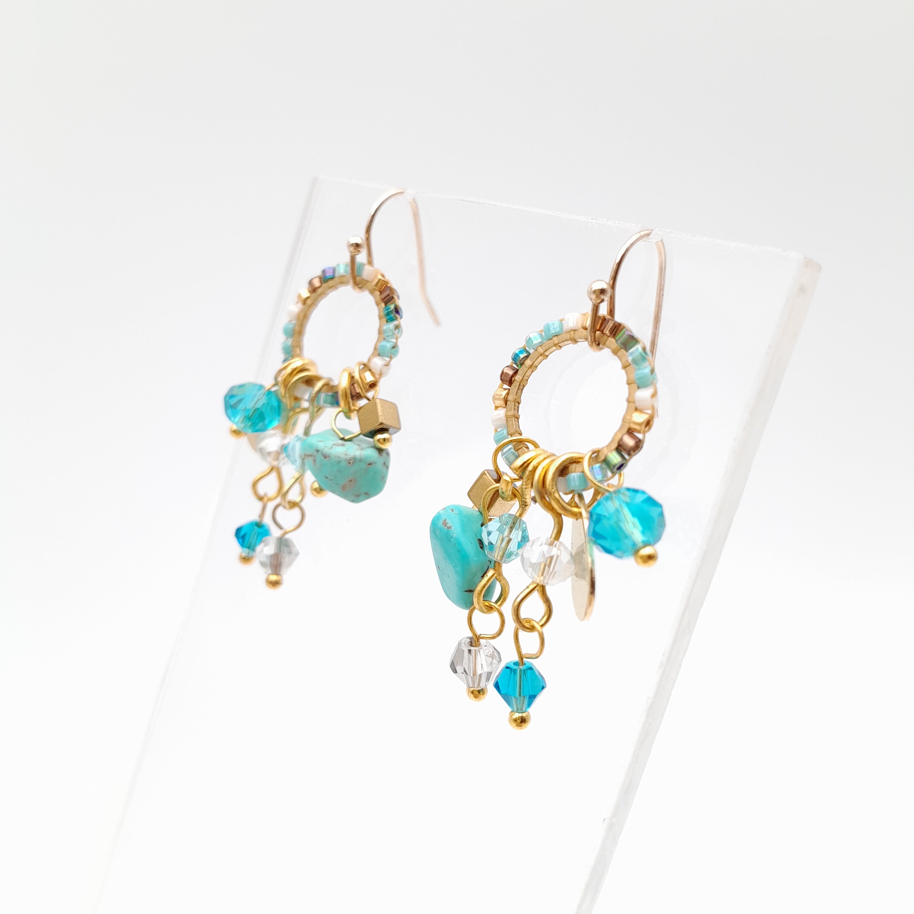 Mini Miyuki Charm Earrings - Turquoise