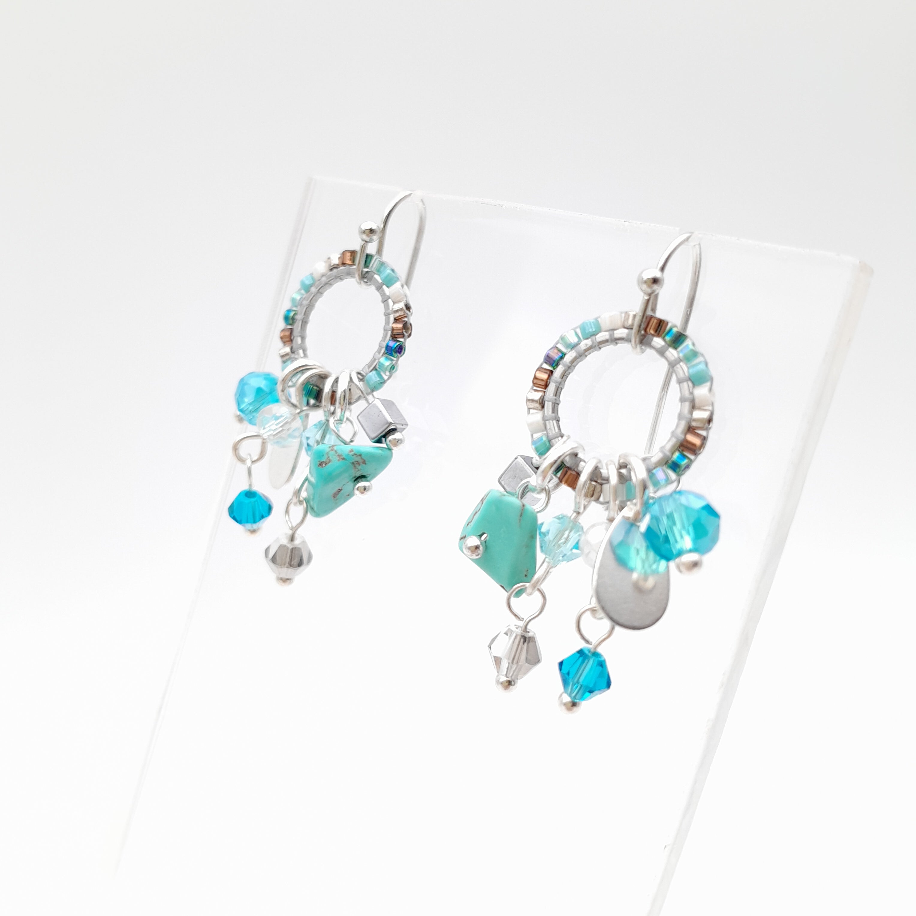 Mini Miyuki Charm Earrings - Turquoise