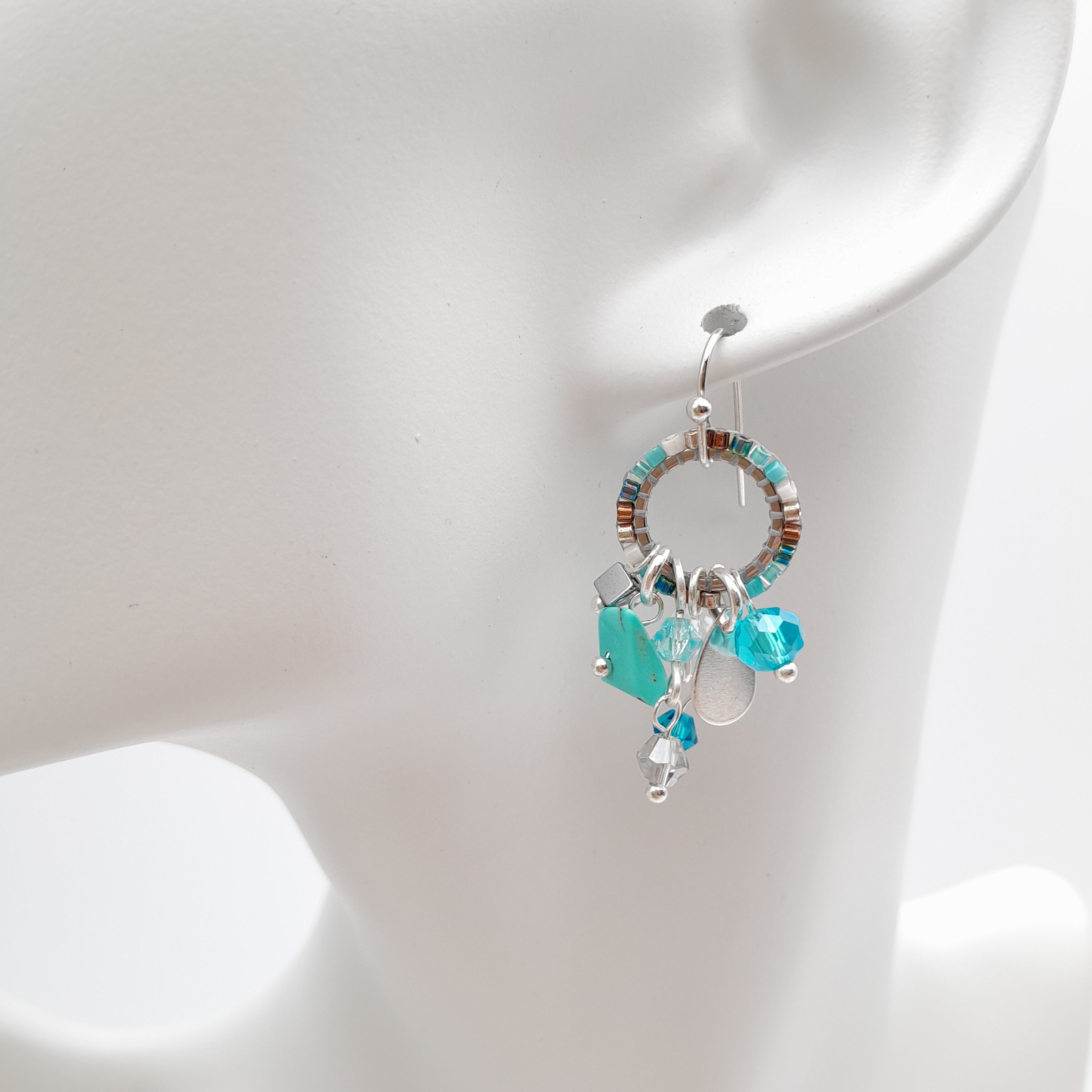 Mini Miyuki Charm Earrings - Turquoise