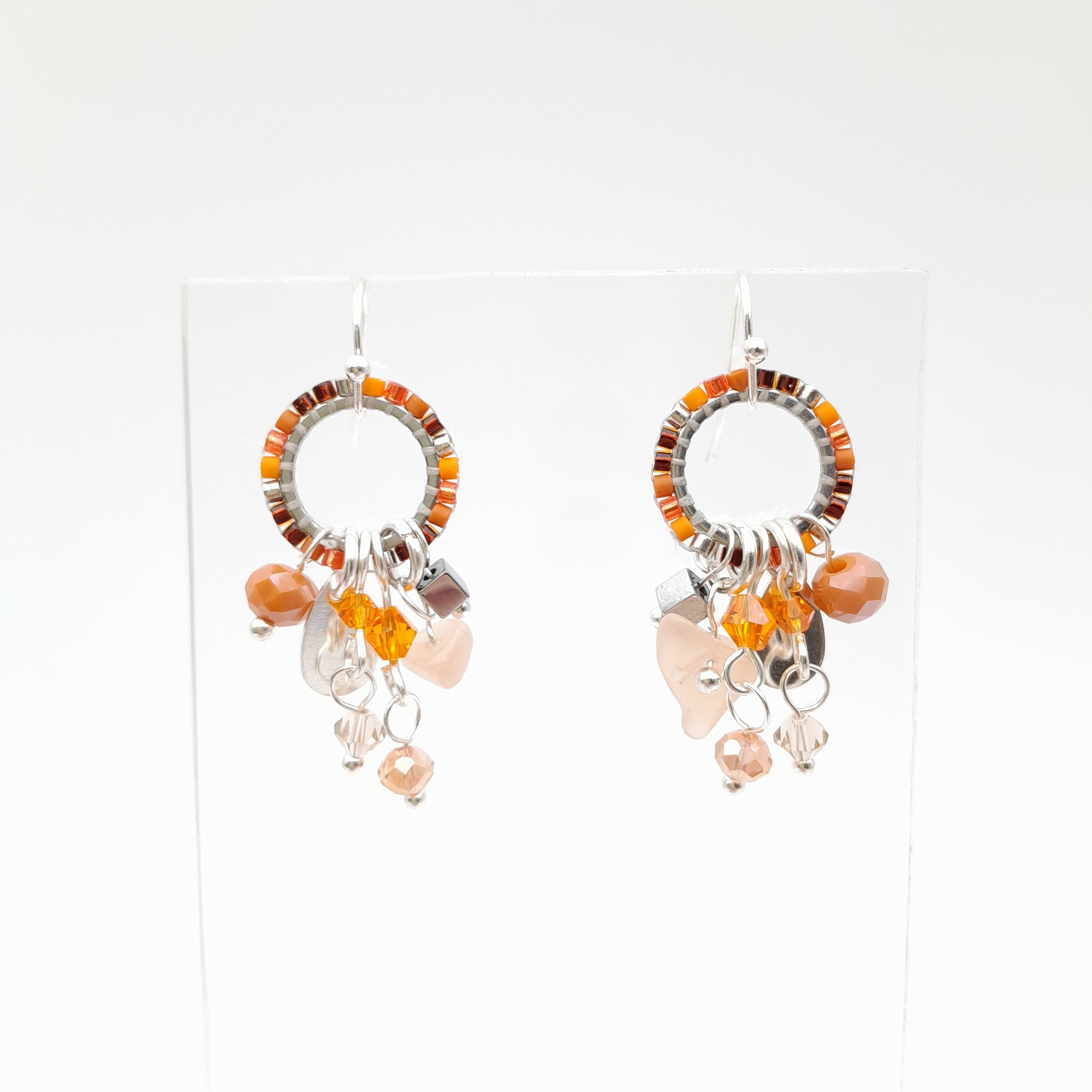 Mini Miyuki Charm Earrings - Orange