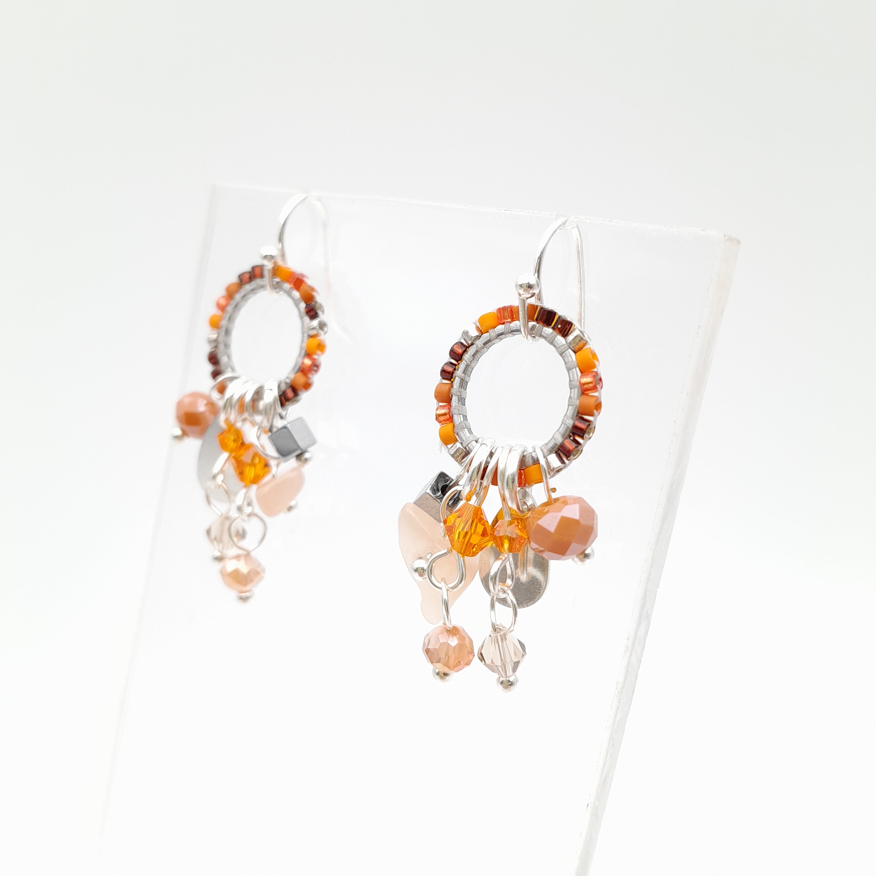 Mini Miyuki Charm Earrings - Orange