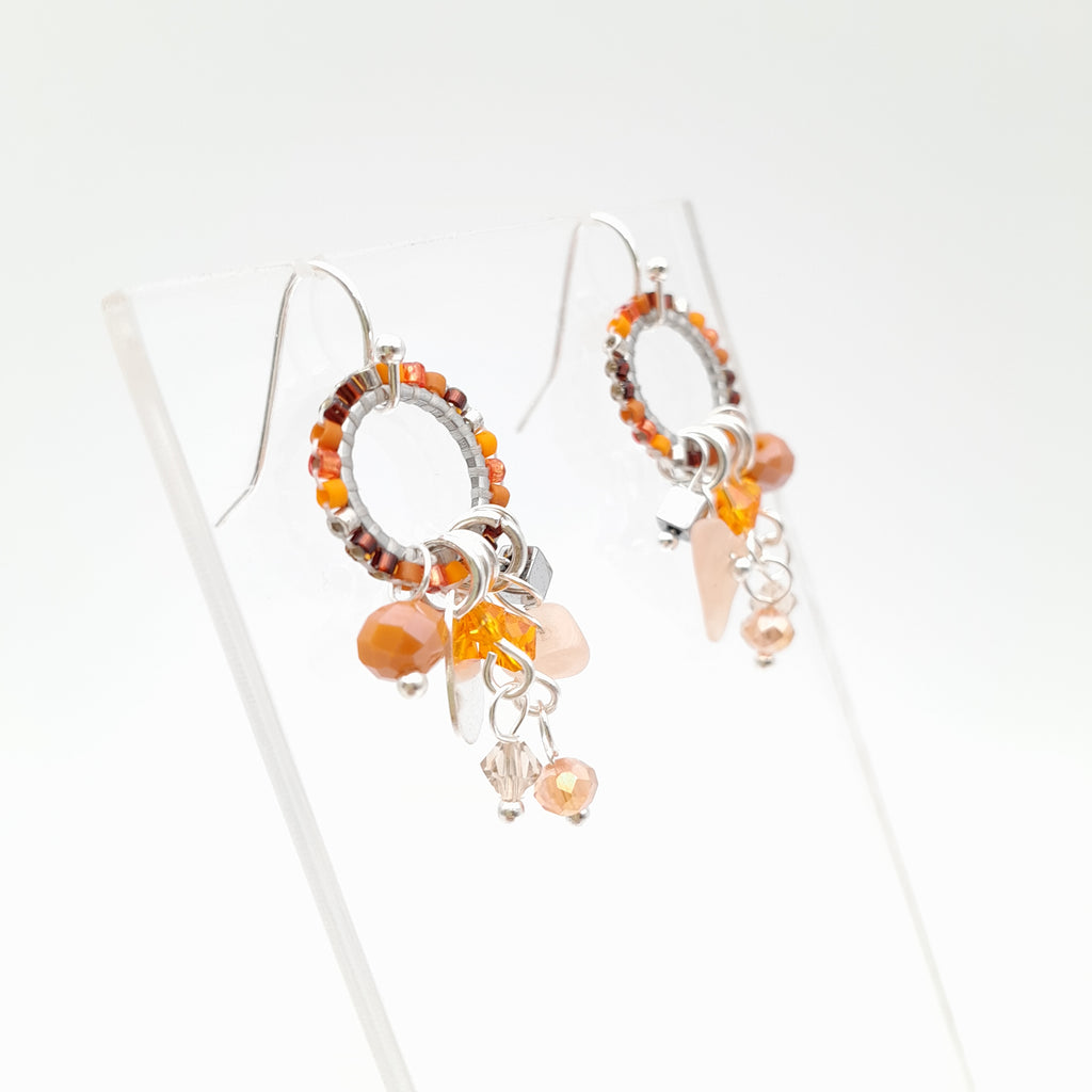 Mini Miyuki Charm Earrings - Orange