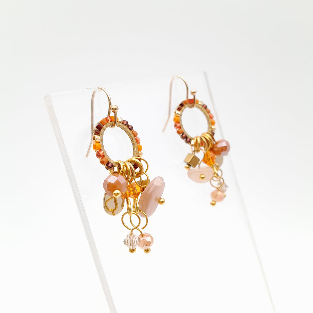 Mini Miyuki Charm Earrings - Orange