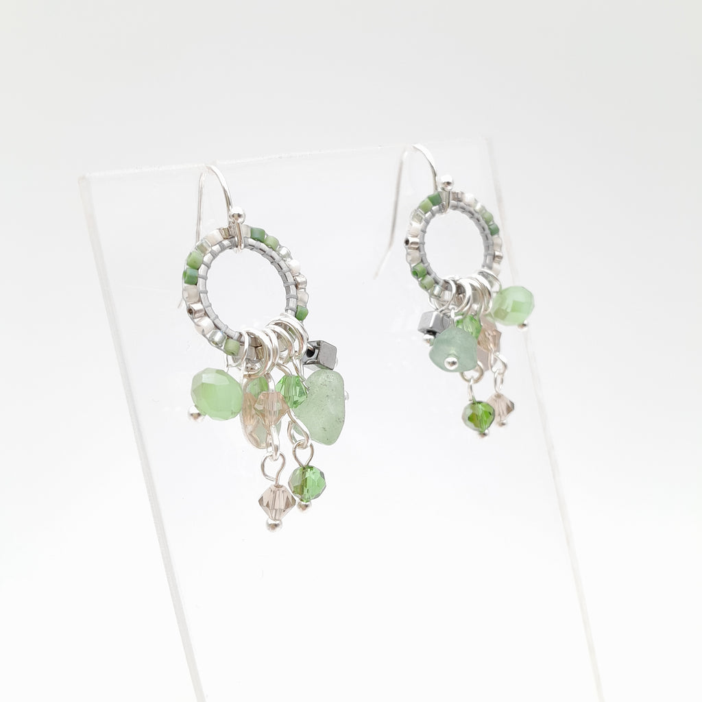 Mini Miyuki Charm Earrings - Sage