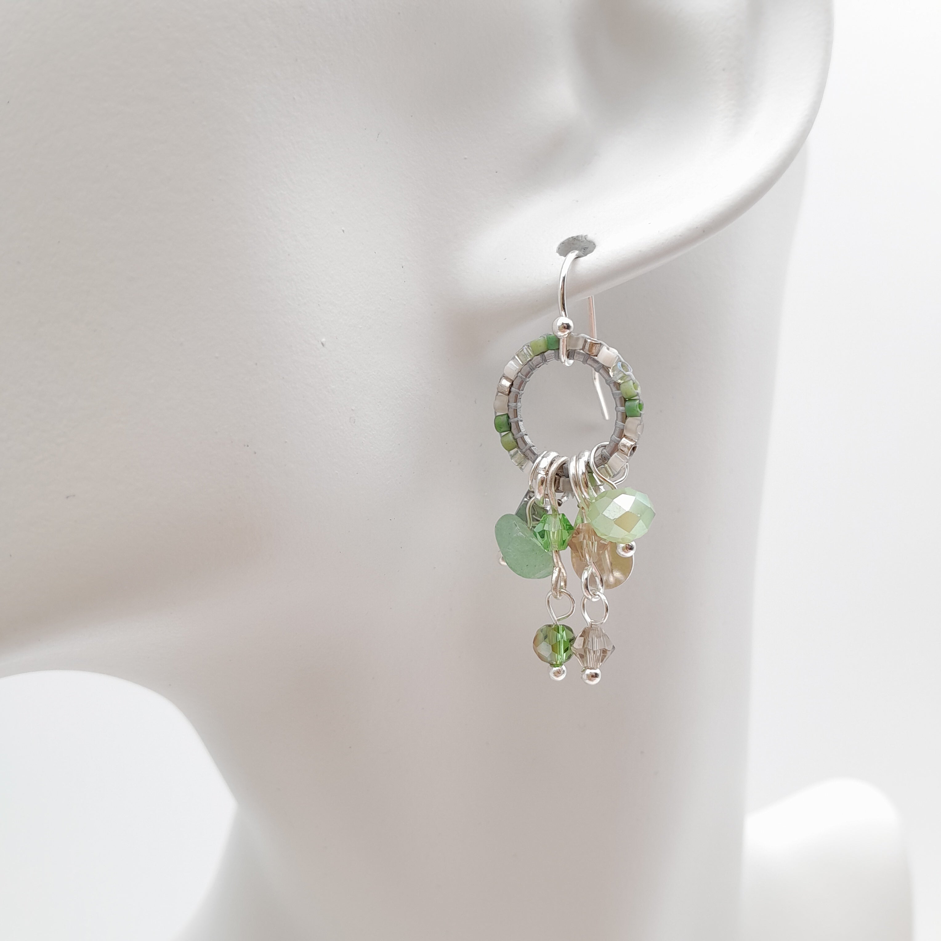 Mini Miyuki Charm Earrings - Sage