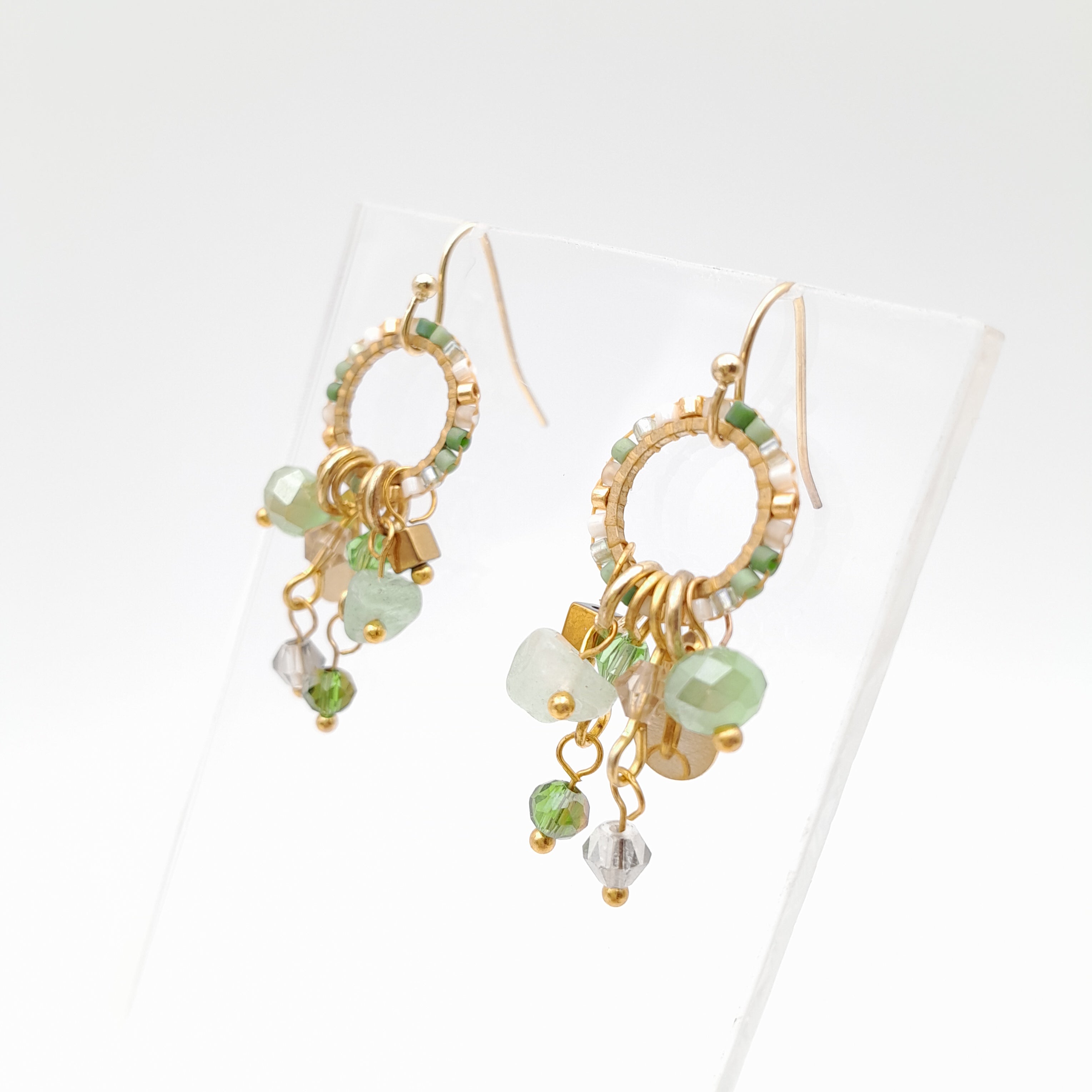 Mini Miyuki Charm Earrings - Sage