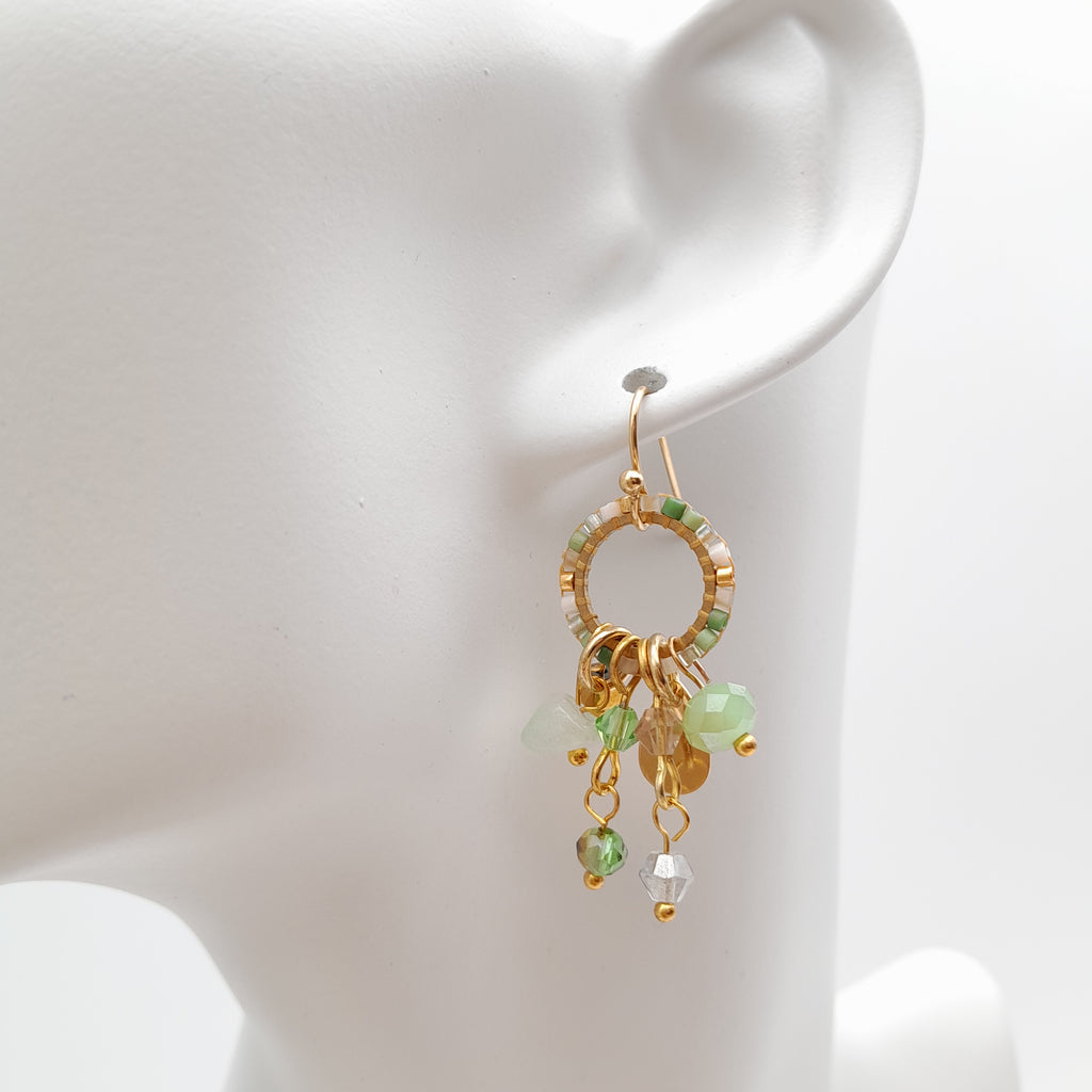 Mini Miyuki Charm Earrings - Sage