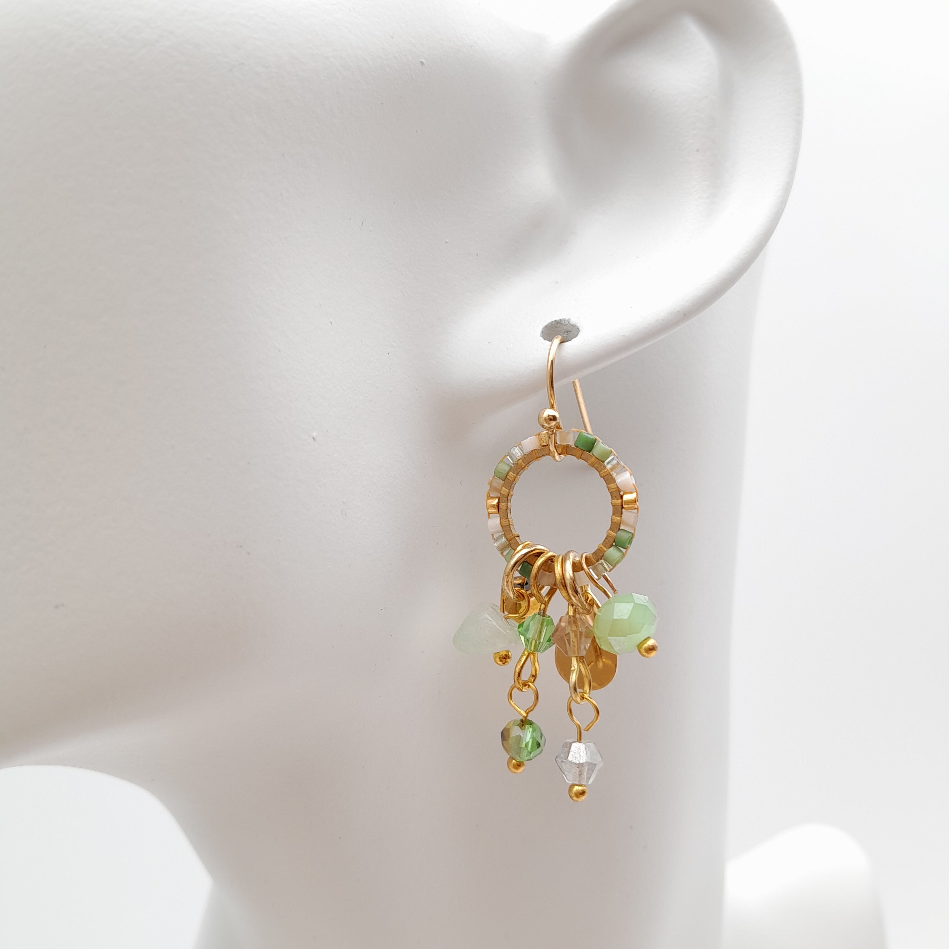 Mini Miyuki Charm Earrings - Sage