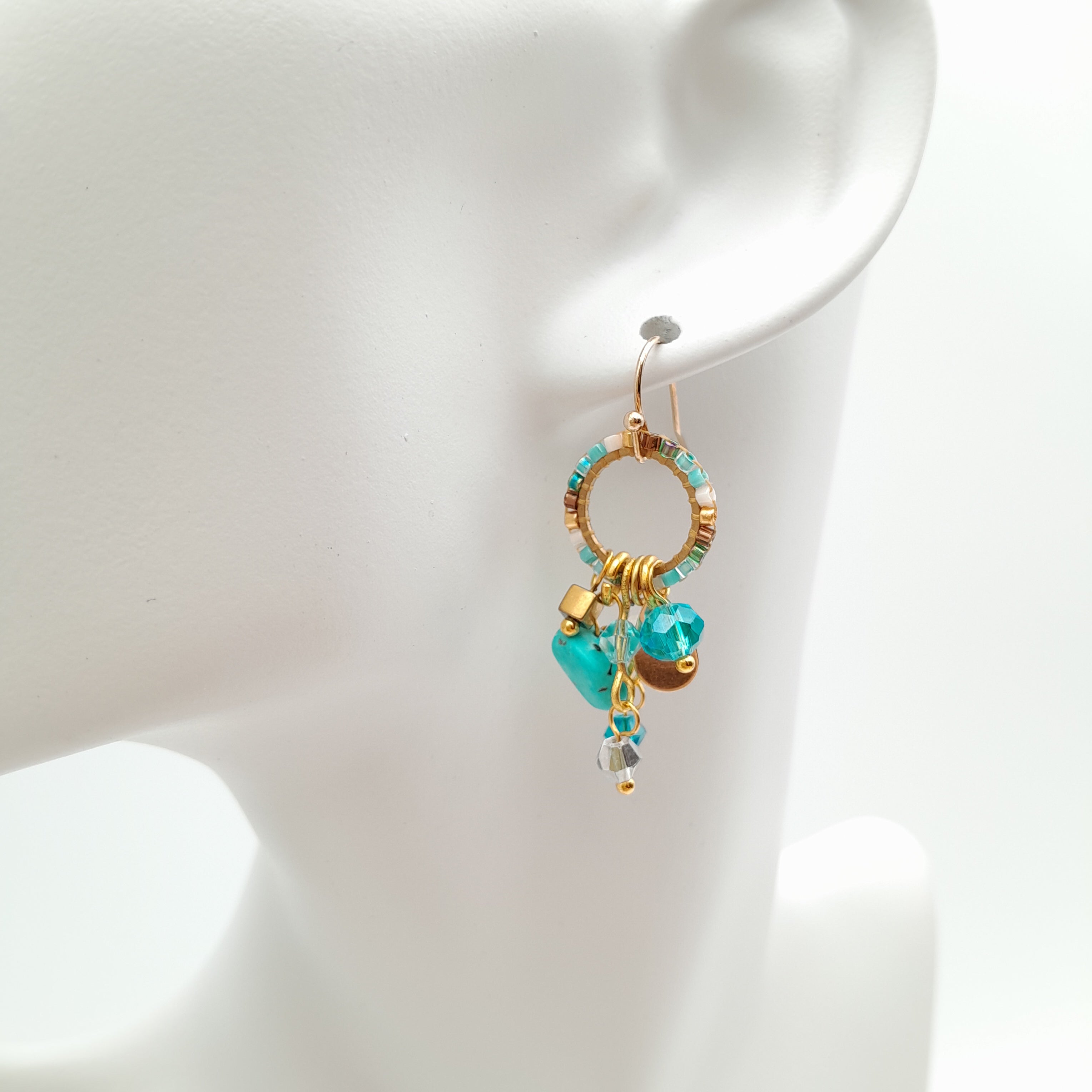 Mini Miyuki Charm Earrings - Turquoise