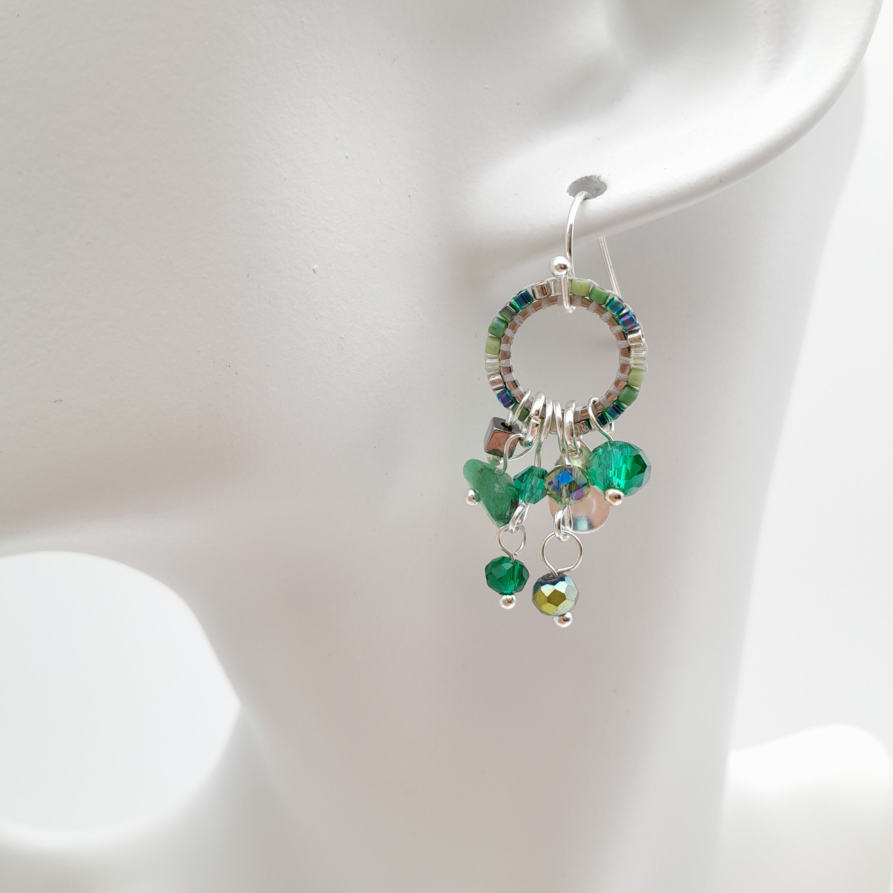 Mini Miyuki Charm Earrings - Emerald