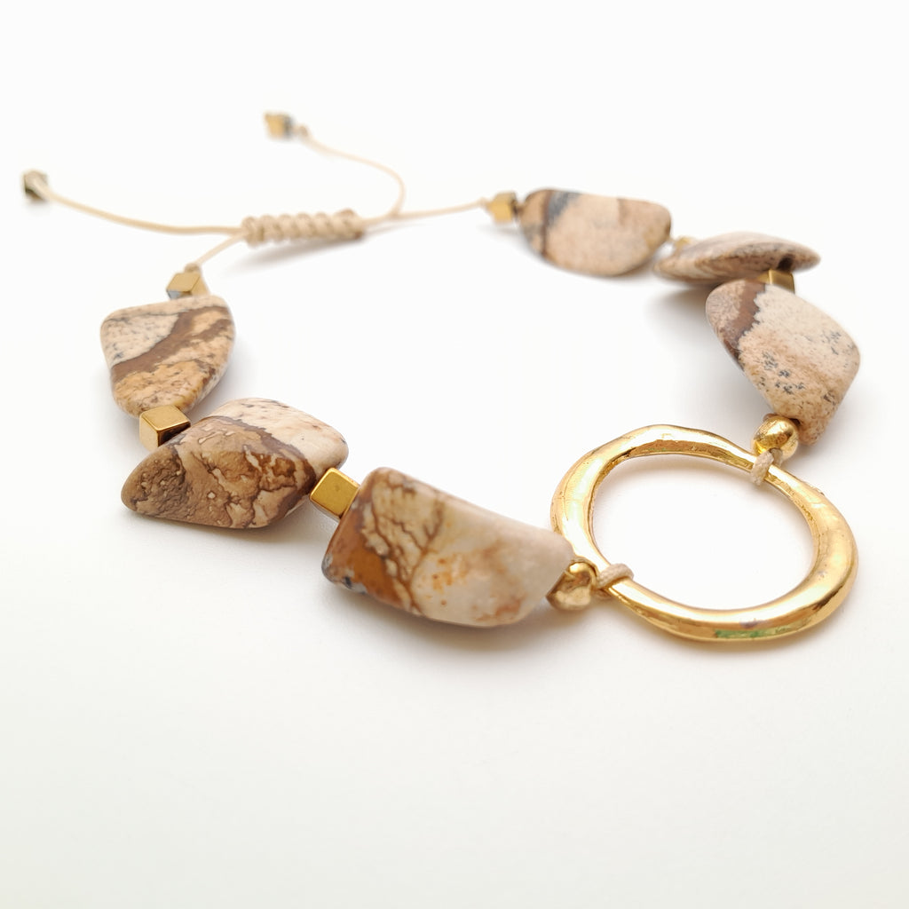 Pebble Sliding Bracelet - Picture Jasper
