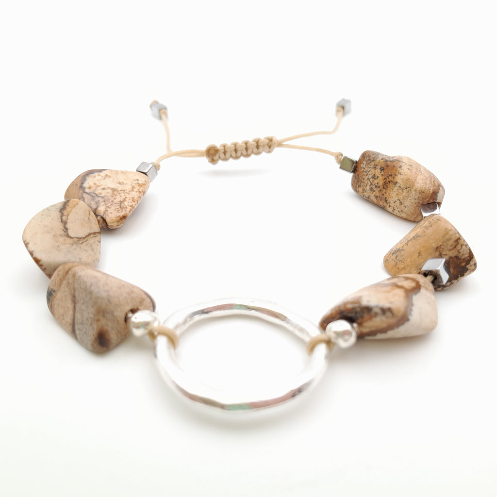 Pebble Sliding Bracelet - Picture Jasper