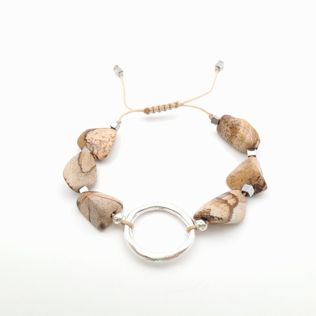 Pebble Sliding Bracelet - Picture Jasper