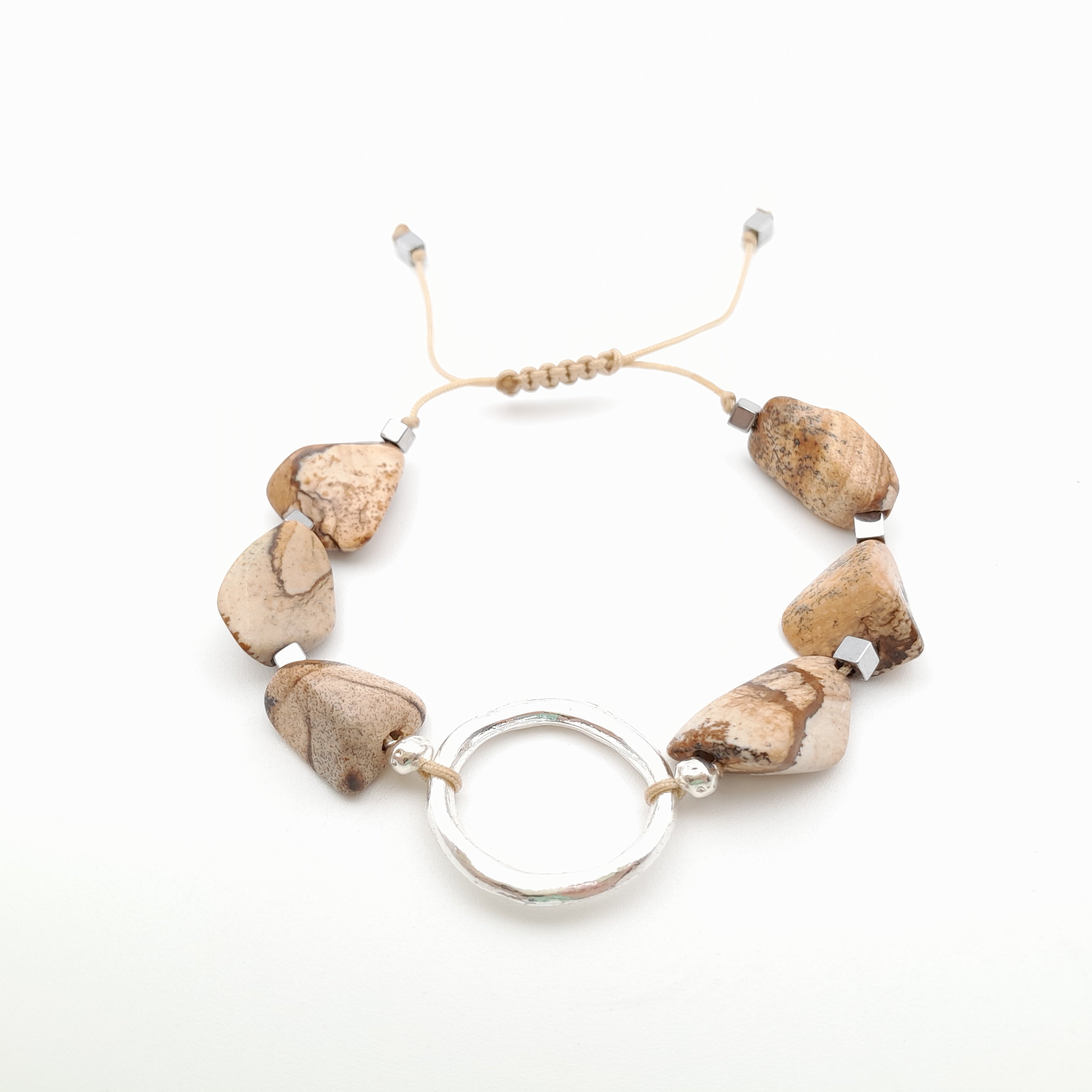 Pebble Sliding Bracelet - Picture Jasper